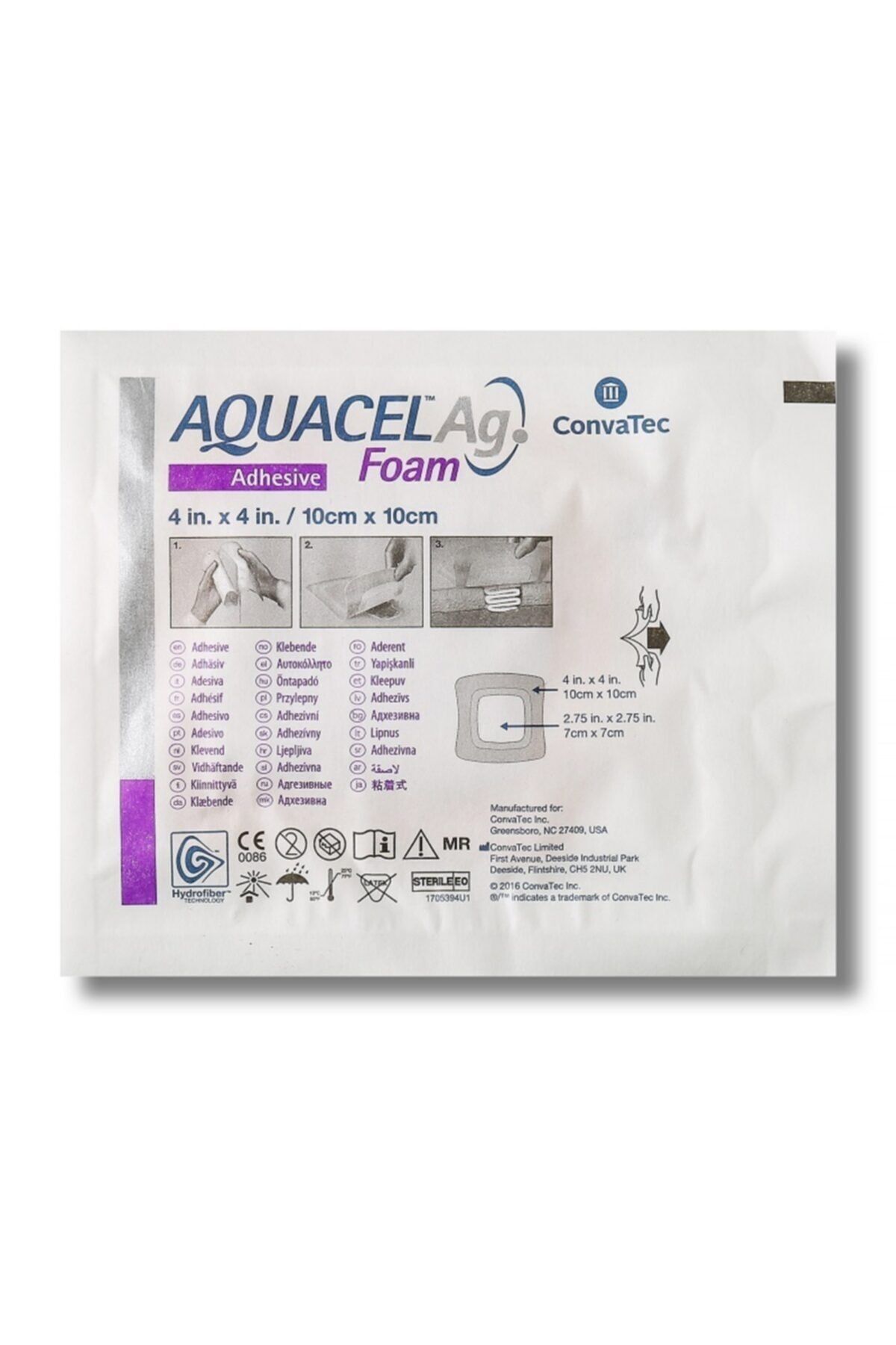 AQUACEL-Convatec Ag Foam - Adhesive 10x10cm 1 Piece 2