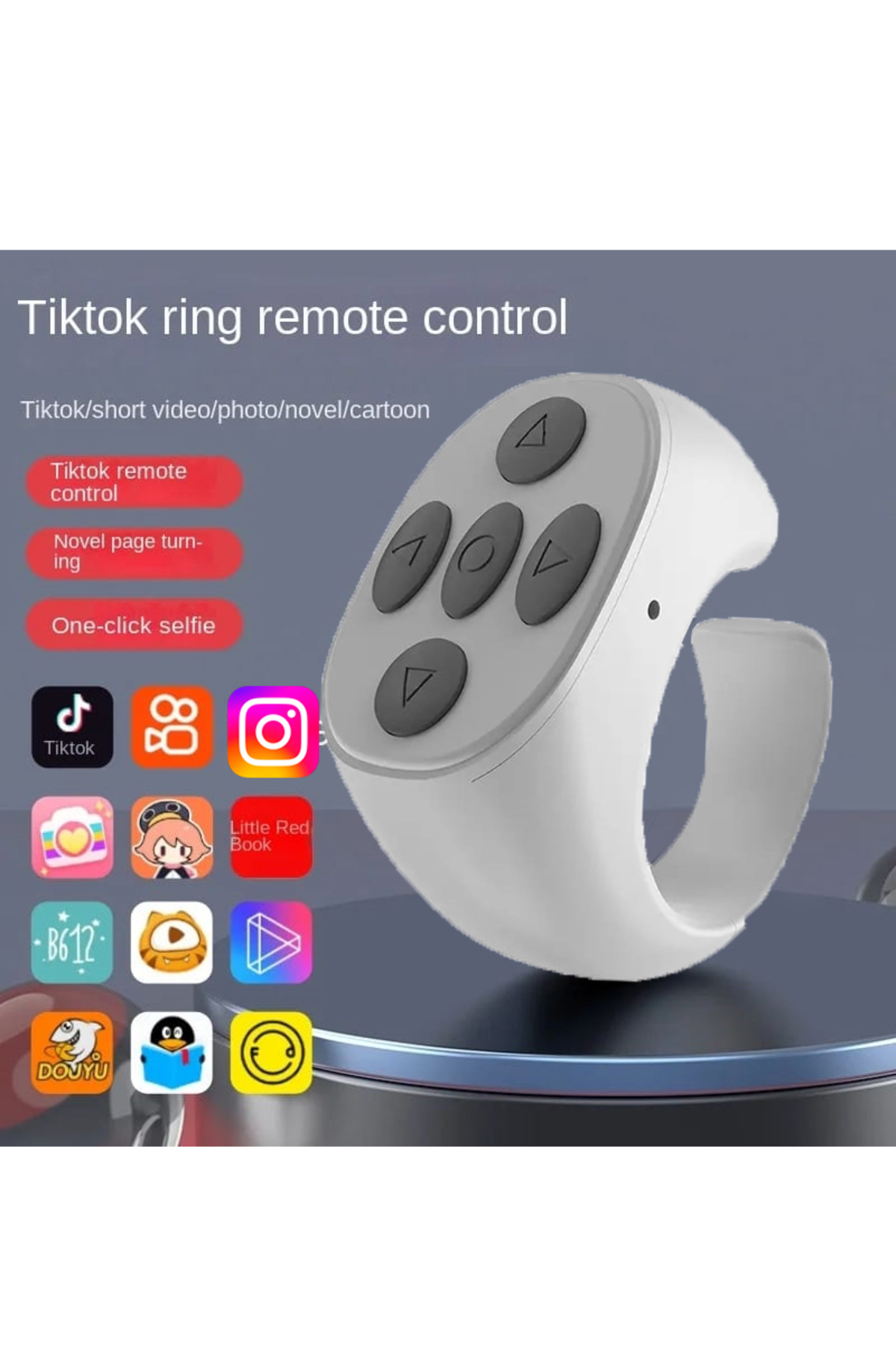 usmtekno Bluetooth5.3 Tiktok İnstegram Telefon Kumanda Selfie Çubuk Resim Sayfa Çevirme Kumanda Beyaz