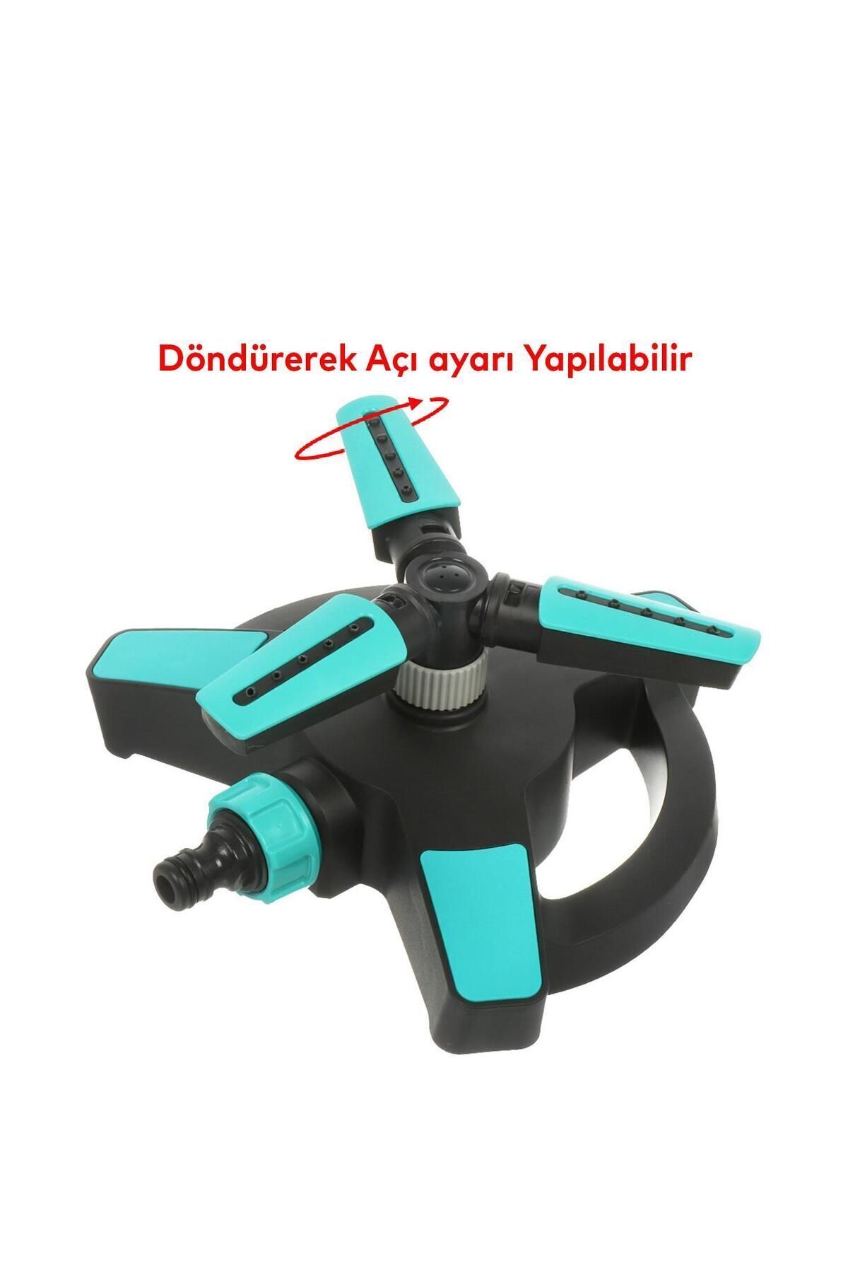 Yarımay Tablalı Hareketli Su Fıskiyesi 3 Başlıklı Dönerli Bahçe Çim Sulama Aparatı Plastik DY6064G 6