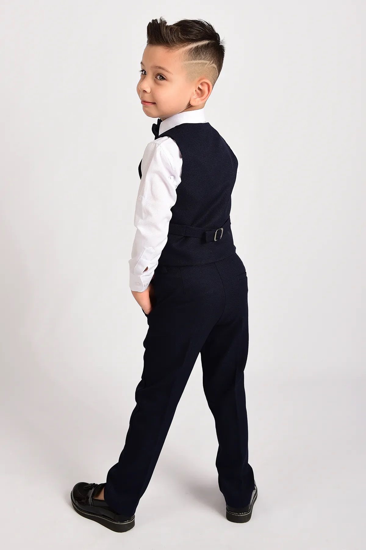 Delfini kids-Boy's Tuxedo Suit with Vest and Bow Tie 6