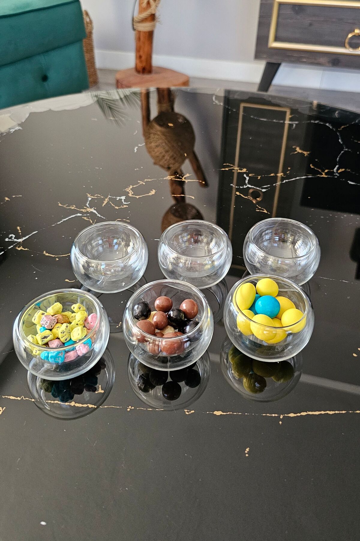 6 lı Çift Cidarlı Kahve Yanı Lokumluk Şekerlik | Mini Lokumluk Drajelik | Reçellik Sunumluk