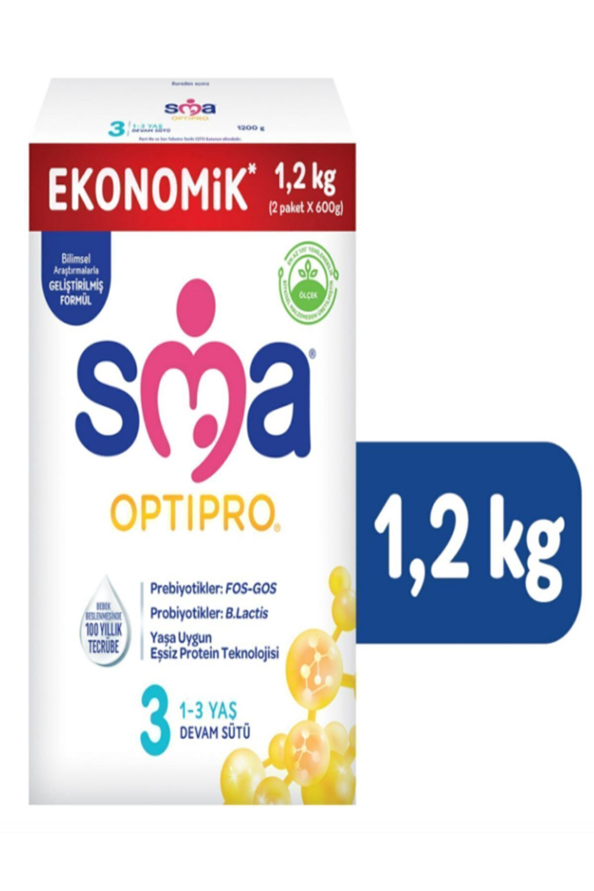 SMA Optipro 3 1- 3 Yaş Devam Sütü 1200 gr fotoğrafı 2 (önizleme)