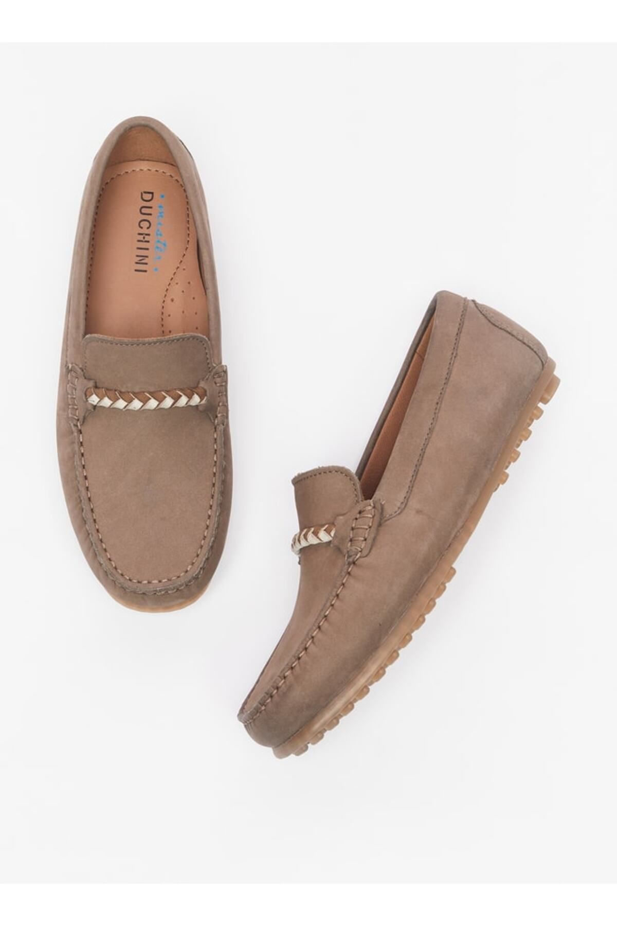 Mister Duchini-Solid Slip-On Moccasins with Braid Trim Accent and Stitch Design 2