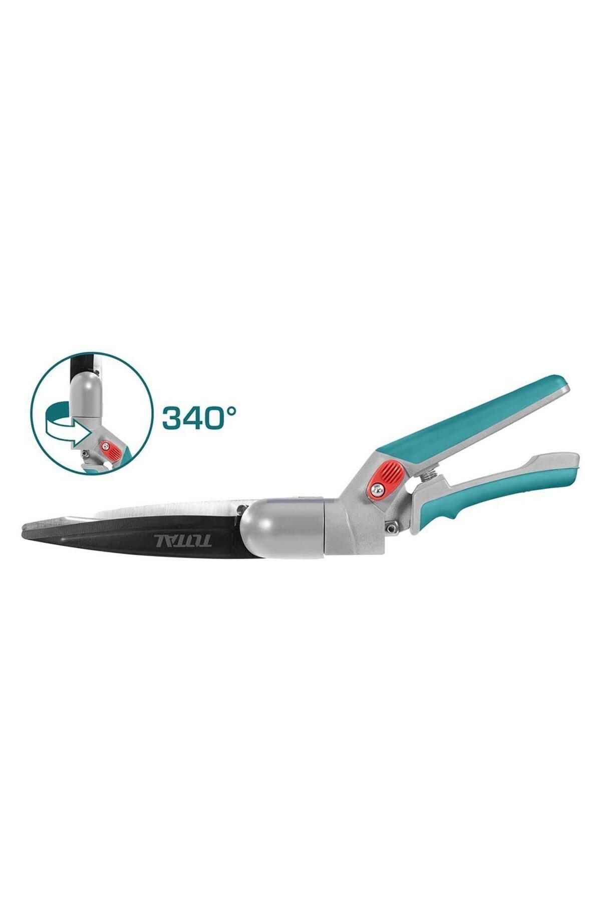 TOTAL-34 cm Rotating Head Sharp Metal - Gardener Curve Grass Pruning and Lawn Mower Scissors 5