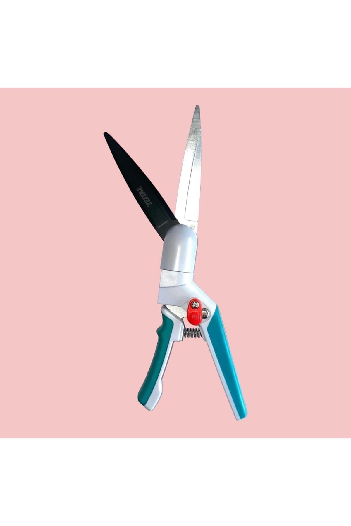 TOTAL-34 cm Rotating Head Sharp Metal - Gardener Curve Grass Pruning and Lawn Mower Scissors 4