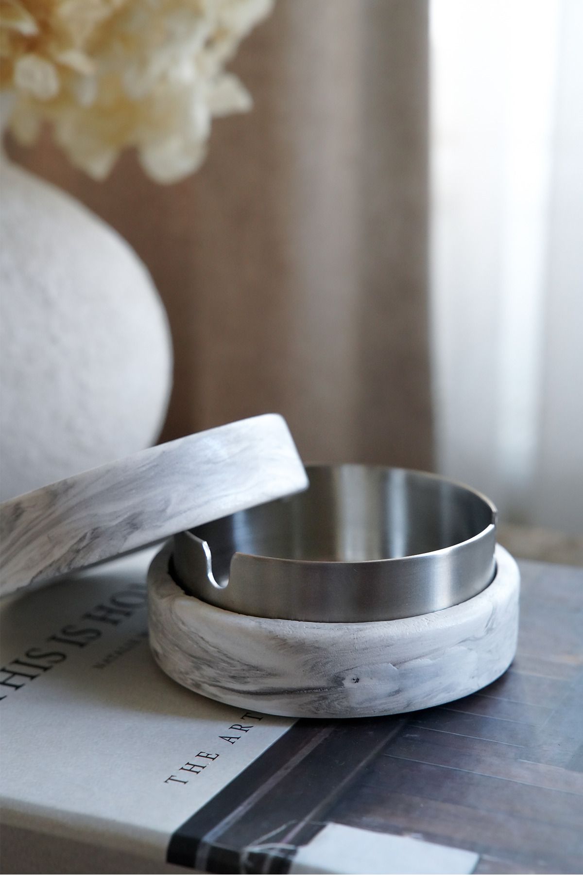 sin istanbul-Steel Ash Tray with Marble Patterned Cover 6