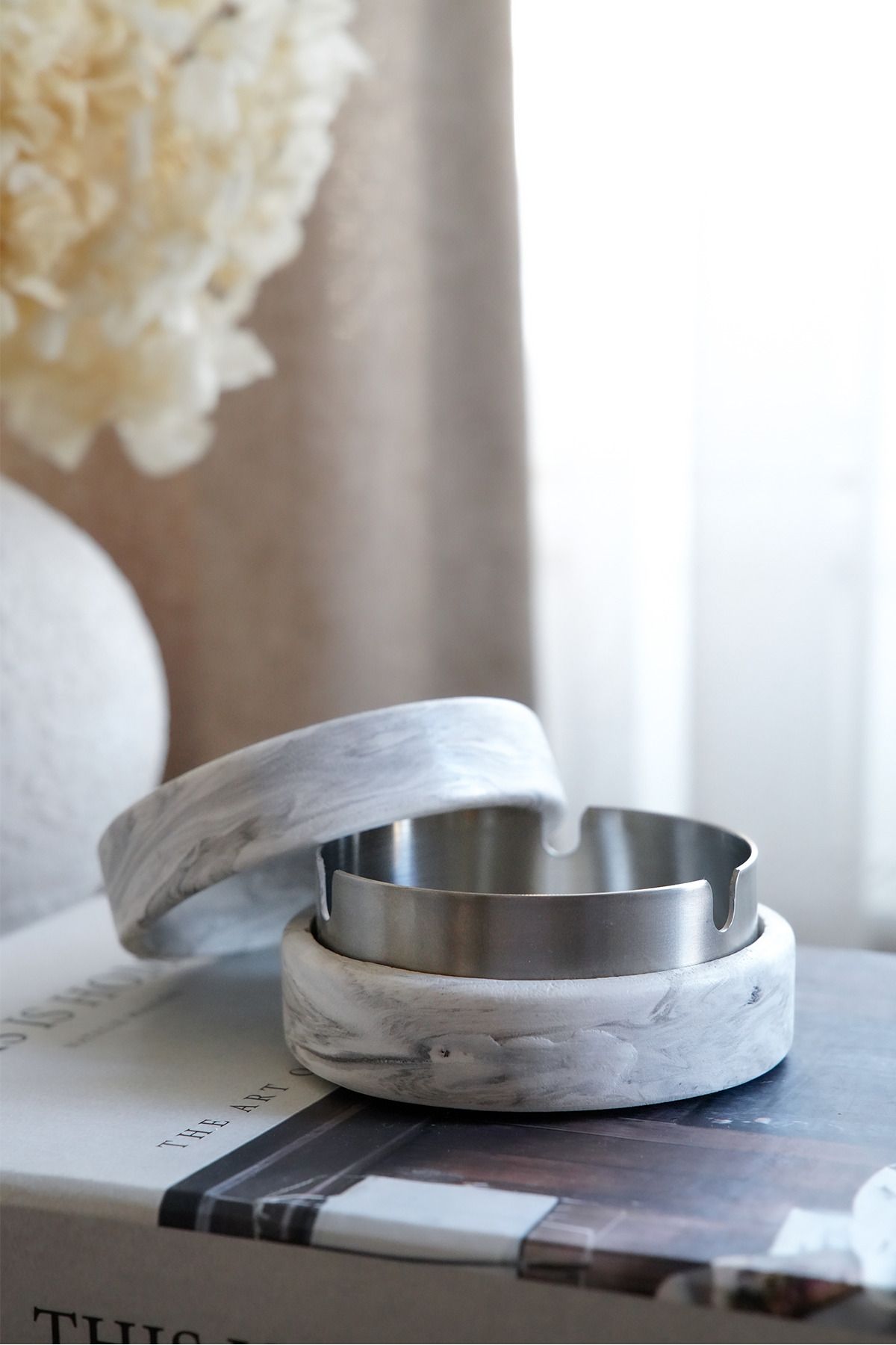sin istanbul-Steel Ash Tray with Marble Patterned Cover 5