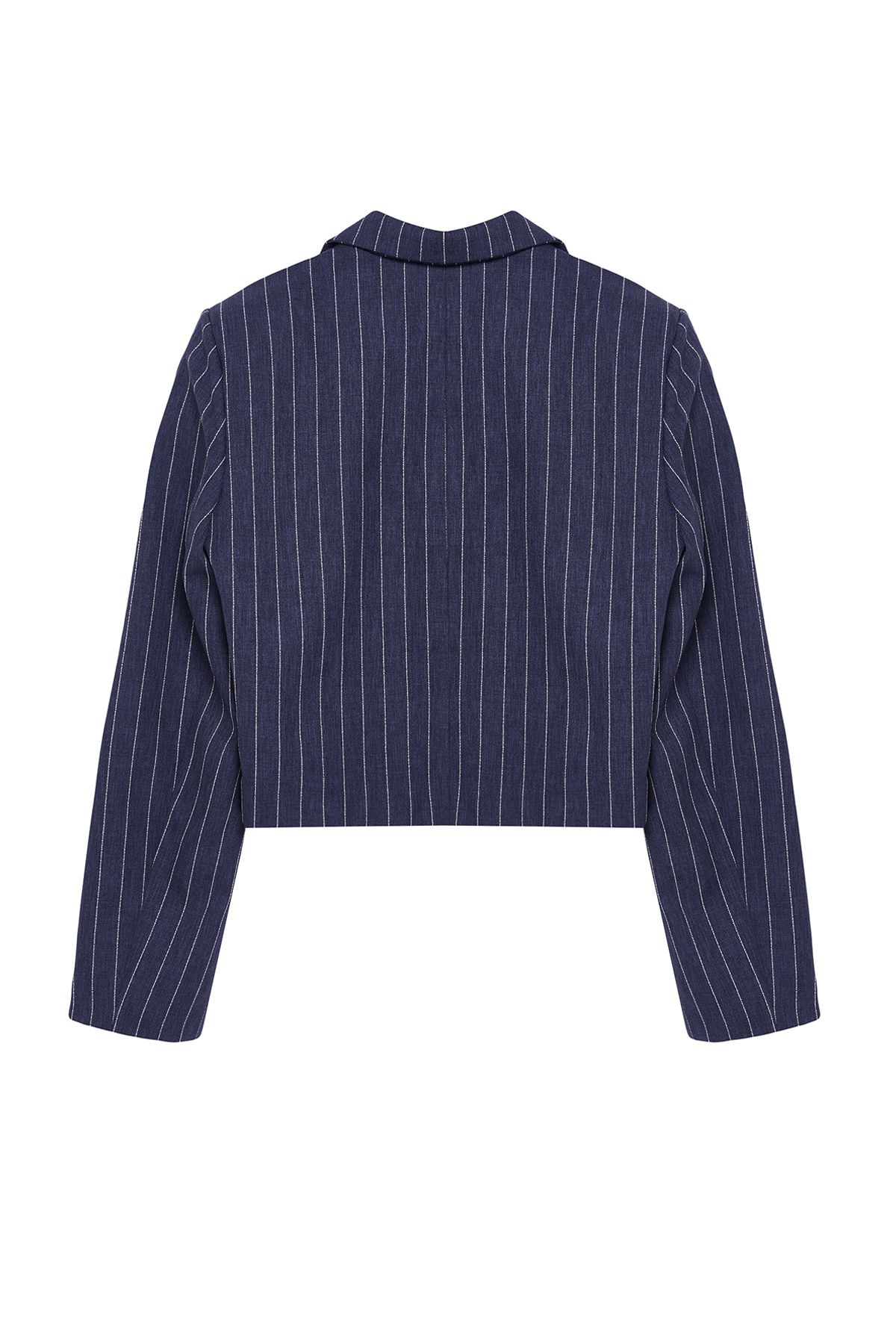 Trendyol Collection-Granatowa marynarka o regularnym kroju w paski - TWOSS23BC00029 7