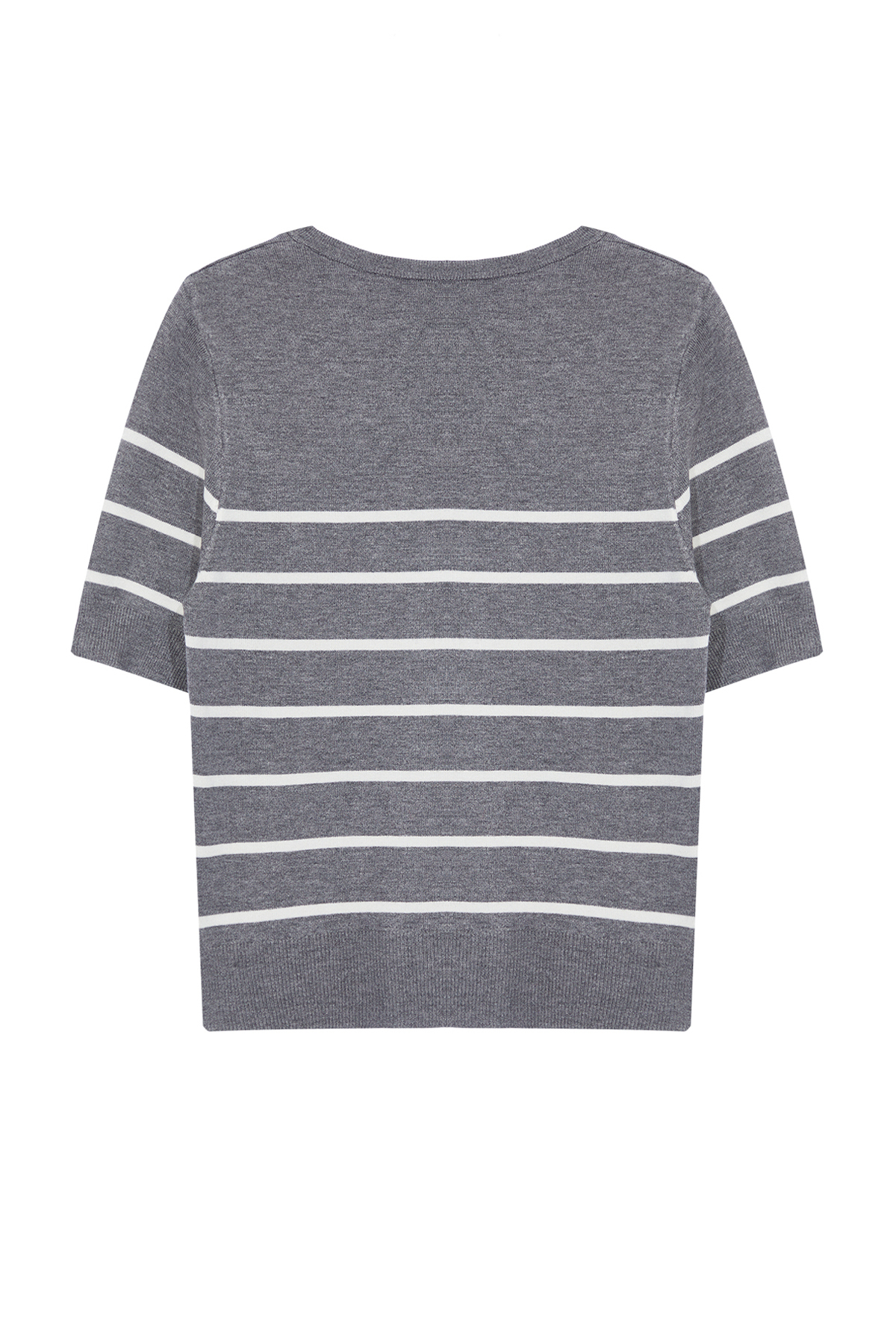 Trendyolmilla  Antrasit Premium İplik/Özel İplik Çizgili Bisiklet Yaka Triko Kazak TWOAW25KZ00268 - Görsel 7