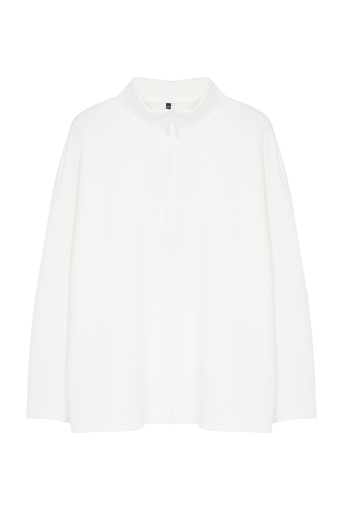 Trendyol Curve-Bluza z dzianiny w kolorze ecru, duży rozmiar, ze stójką, szeroki krój TBBSS24AO00000 6