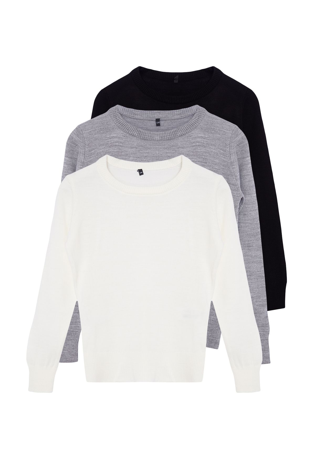 Trendyol Collection-Crew Neck Black-grey-ecru Knitwear Sweater - Twoaw25kz00331 8