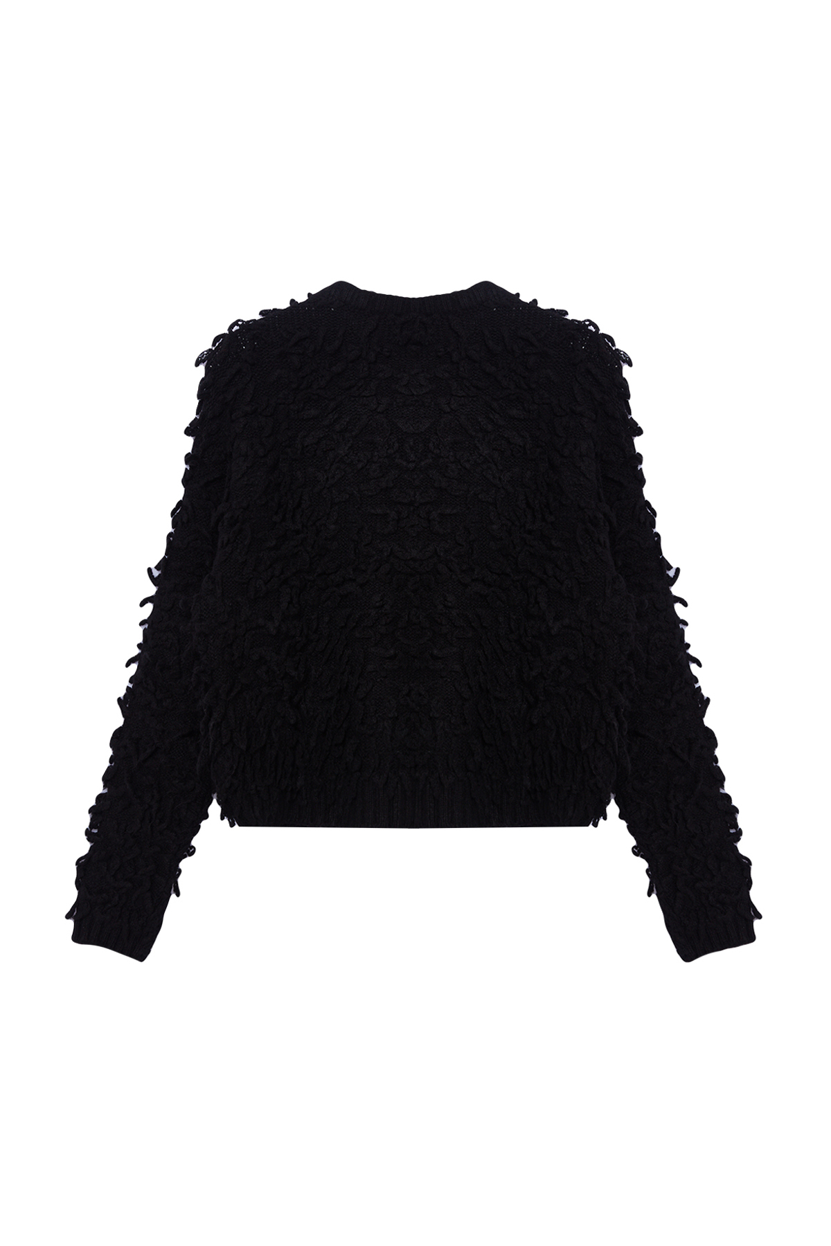 Trendyolmilla  Siyah Yumuşak Dokulu Püsküllü Mont Triko Hırka TWOAW25HI00190 - Görsel 8