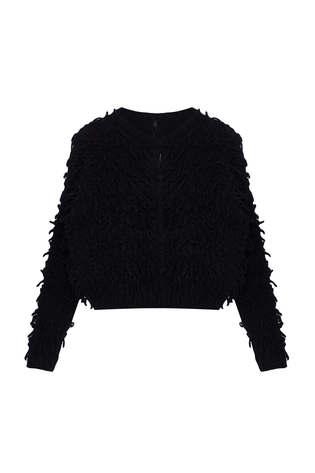 Trendyolmilla  Siyah Yumuşak Dokulu Püsküllü Mont Triko Hırka TWOAW25HI00190 - Görsel 7