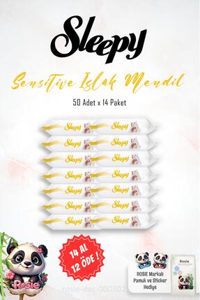 Sleepy 14 AL 12 ÖDE Sleepy Sensitive Islak Bebek Mendil 50'li ve ROSIE Pamuk