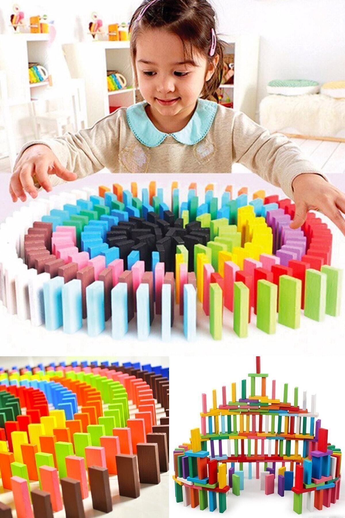 100 Piece Colorful Wooden Domino Set
