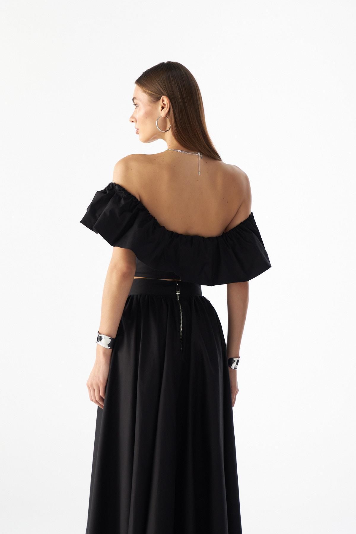 NOK İSTANBUL-Jolie Nokistanbul - Black Ruffle Crop Blouse 6