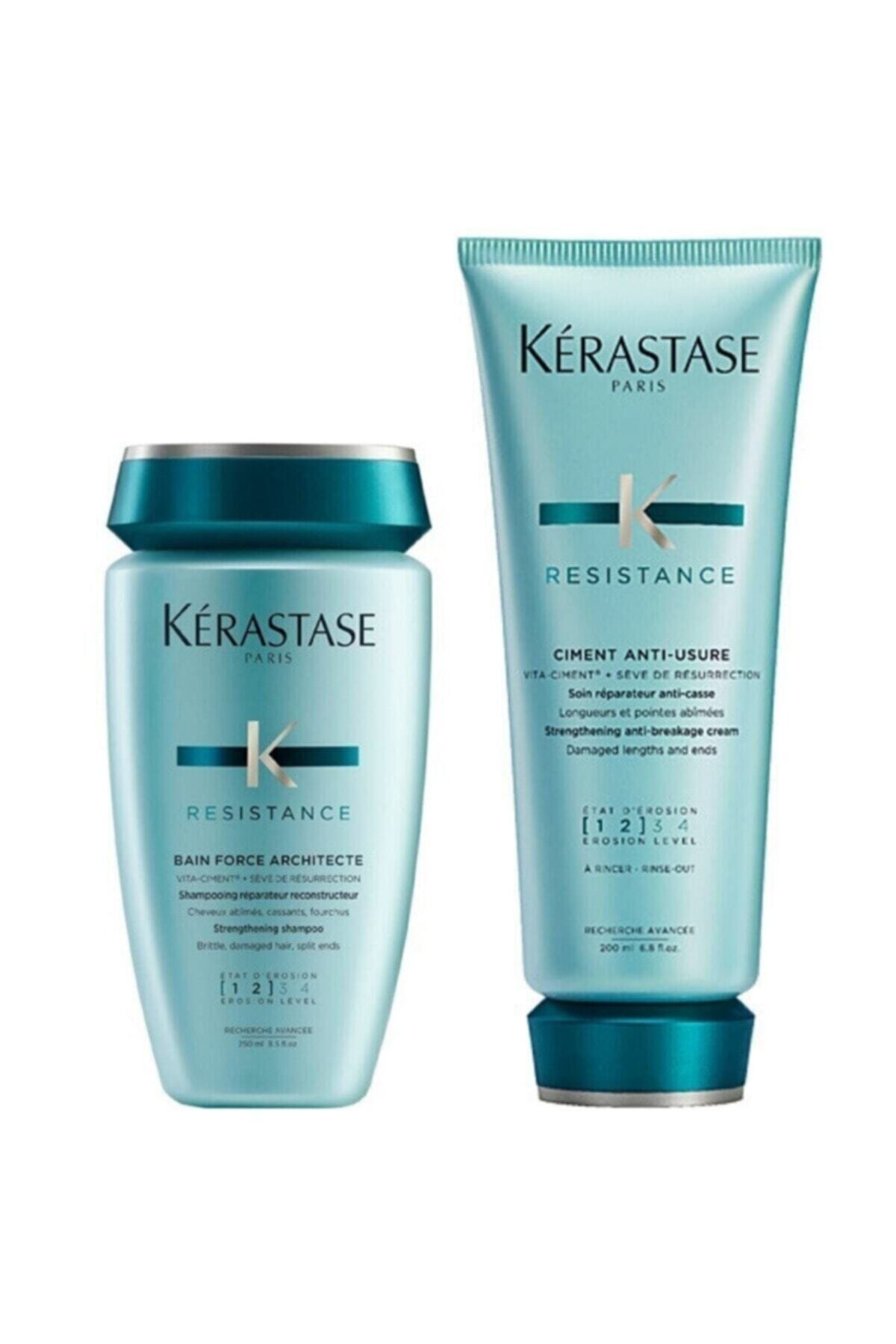 Resistance Ciment Anti Usure 200ml ضد حالت دهنده مو شامپو 250 میلی لیتری Bain Force Architecte Kerastase