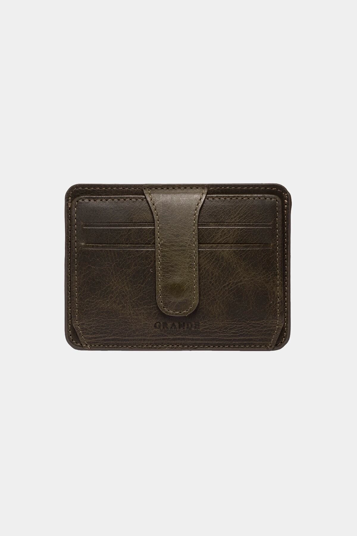 3607 Genuine Genuine Leather Women Men Card Holder Wallet Antiquated Green