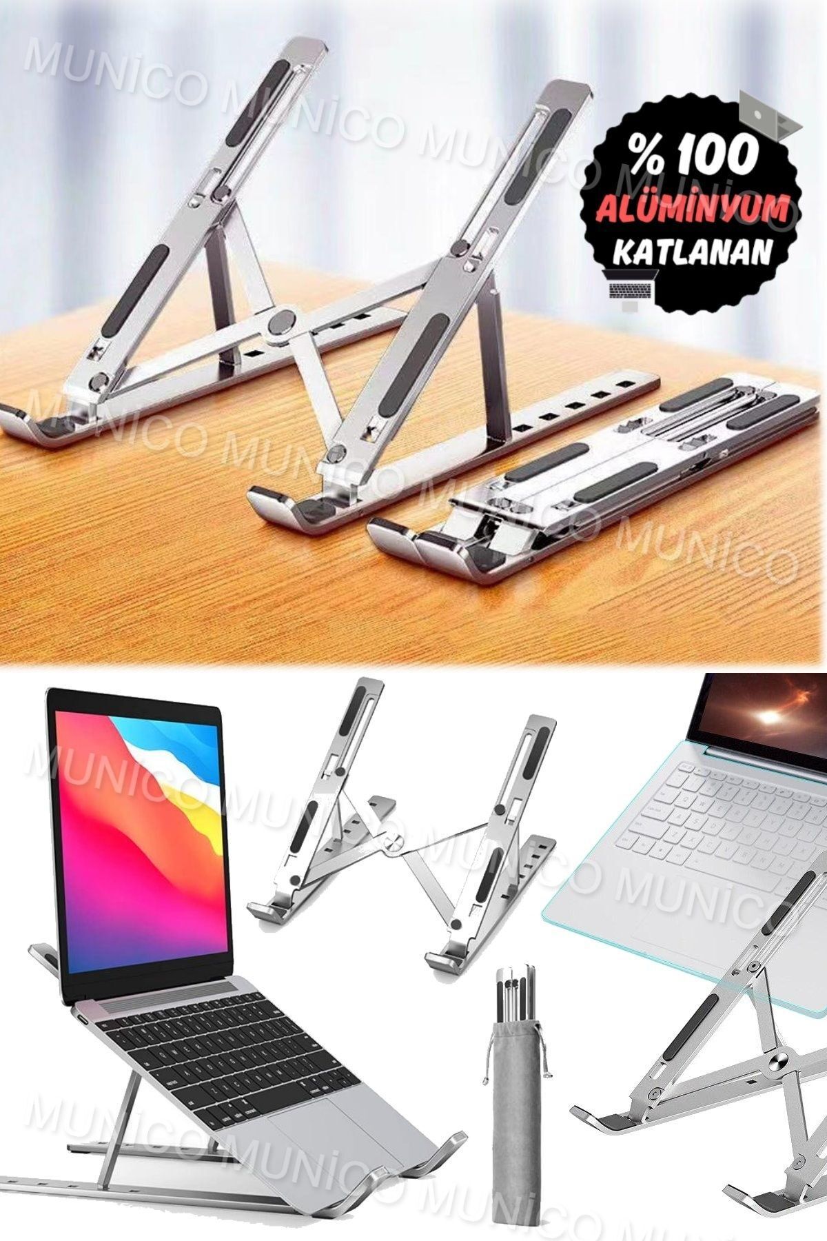 Pratik ve Şık: Ayarlanabilir Laptop Yükseltici Stand Munico Alüminyum Dizüstü Standı: Uzun Ömürlü
