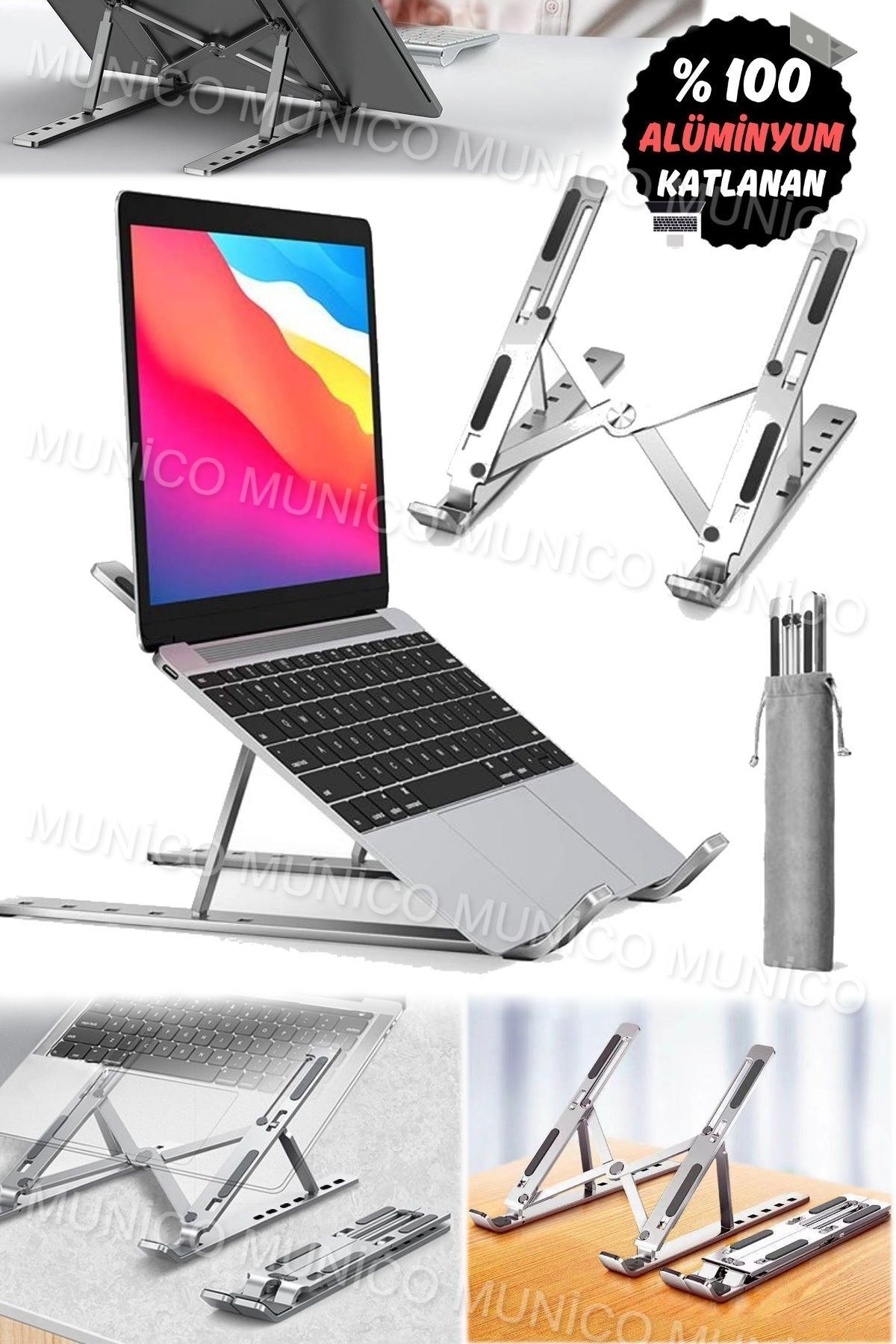 Pratik ve Şık: Ayarlanabilir Laptop Yükseltici Stand Munico Alüminyum Dizüstü Standı: Uzun Ömürlü 3