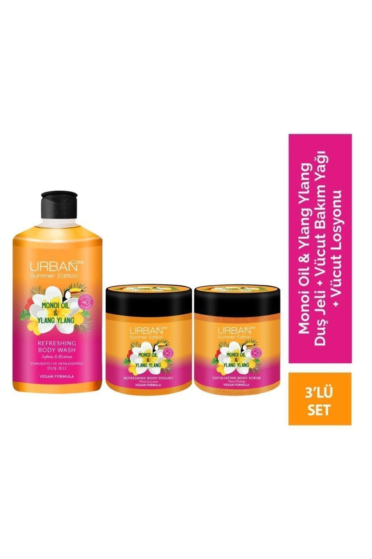 Urban Care Summer Body-monoi Yağı&ylang Ylang Içeren Duş Jeli+vücut Losyonu+vücut Peeling Bakım Seti — SET.URB.216