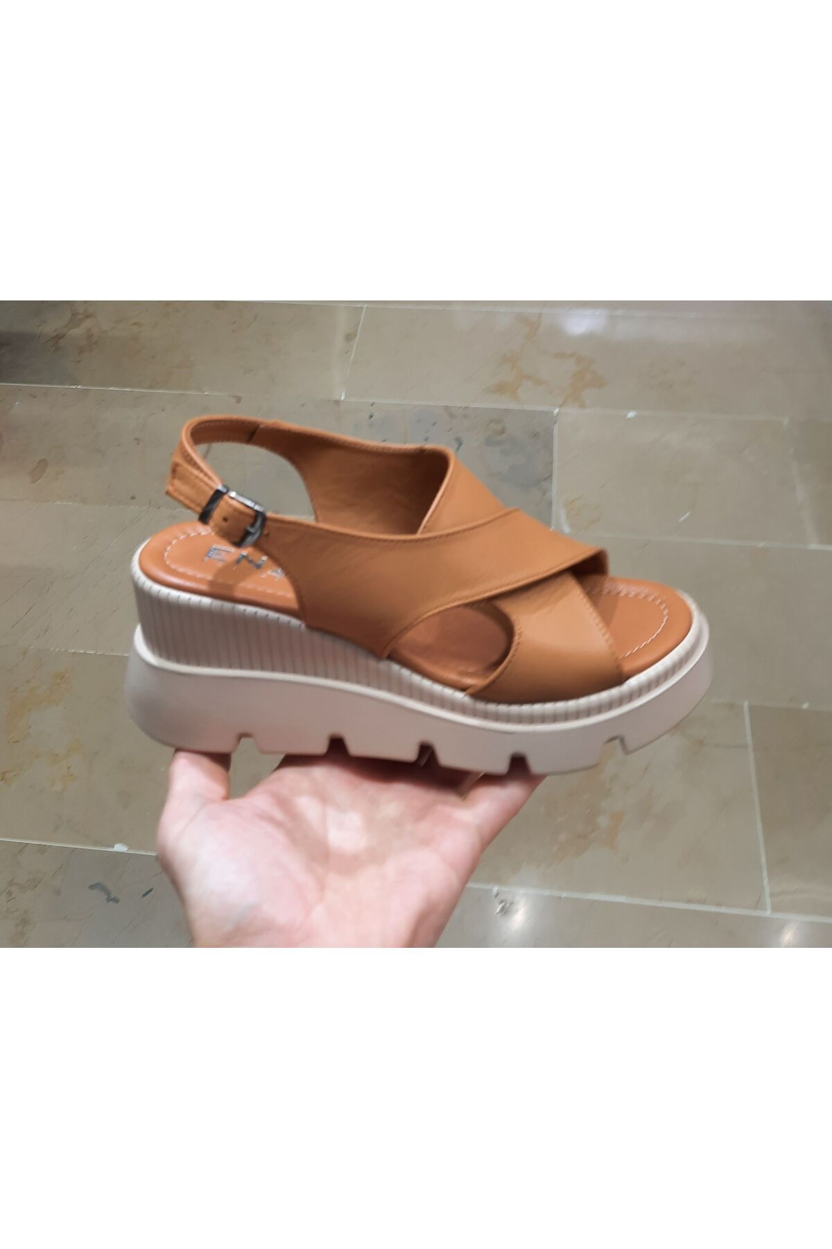 BRGL Pantof Deschis Pentru Femei Interior-exterior Piele Verităbilă Talpa Anatomică Platformă Tacuri Cu Pană Femeie - 38