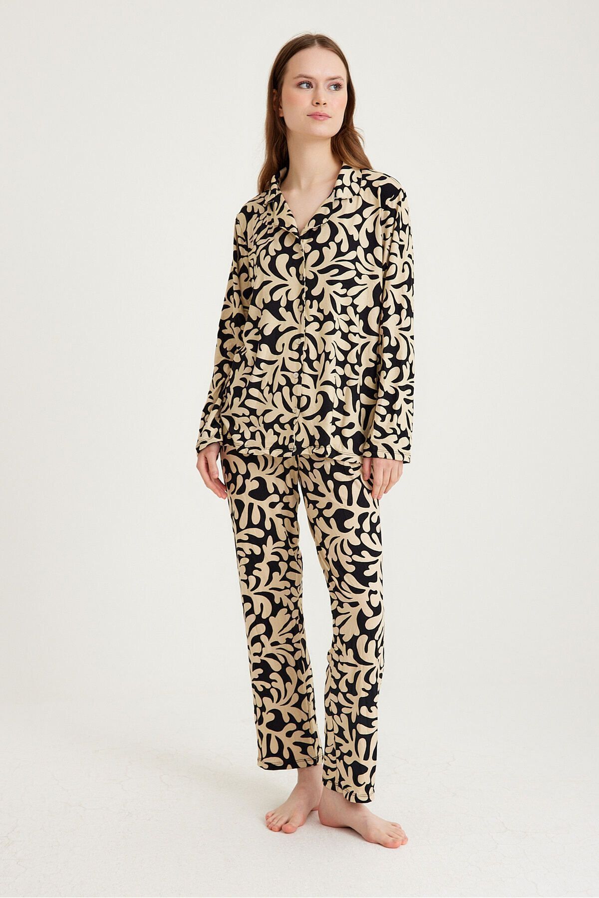 Dennis Denise-Patterned Soft Long Sleeve Pajama Set - Buttoned Masculine 2