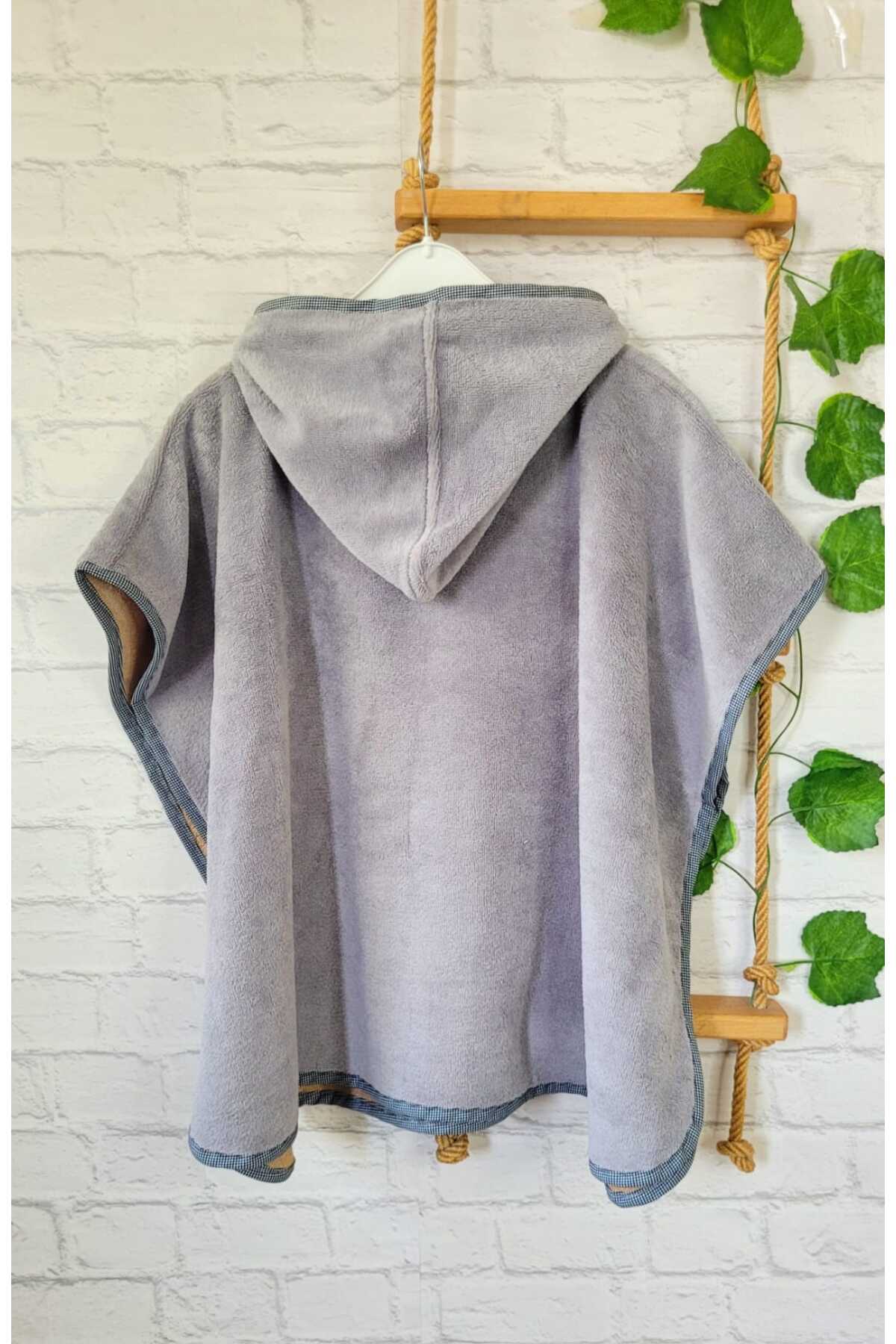 PAMUK HANIM Pamuklu Yumuşacık Kız-erkek Çocuk Deniz, Plaj, Havuz, Banyo Kapşonlu Havlu Panço/MAYER GRİ fotoğrafı 4 (önizleme)