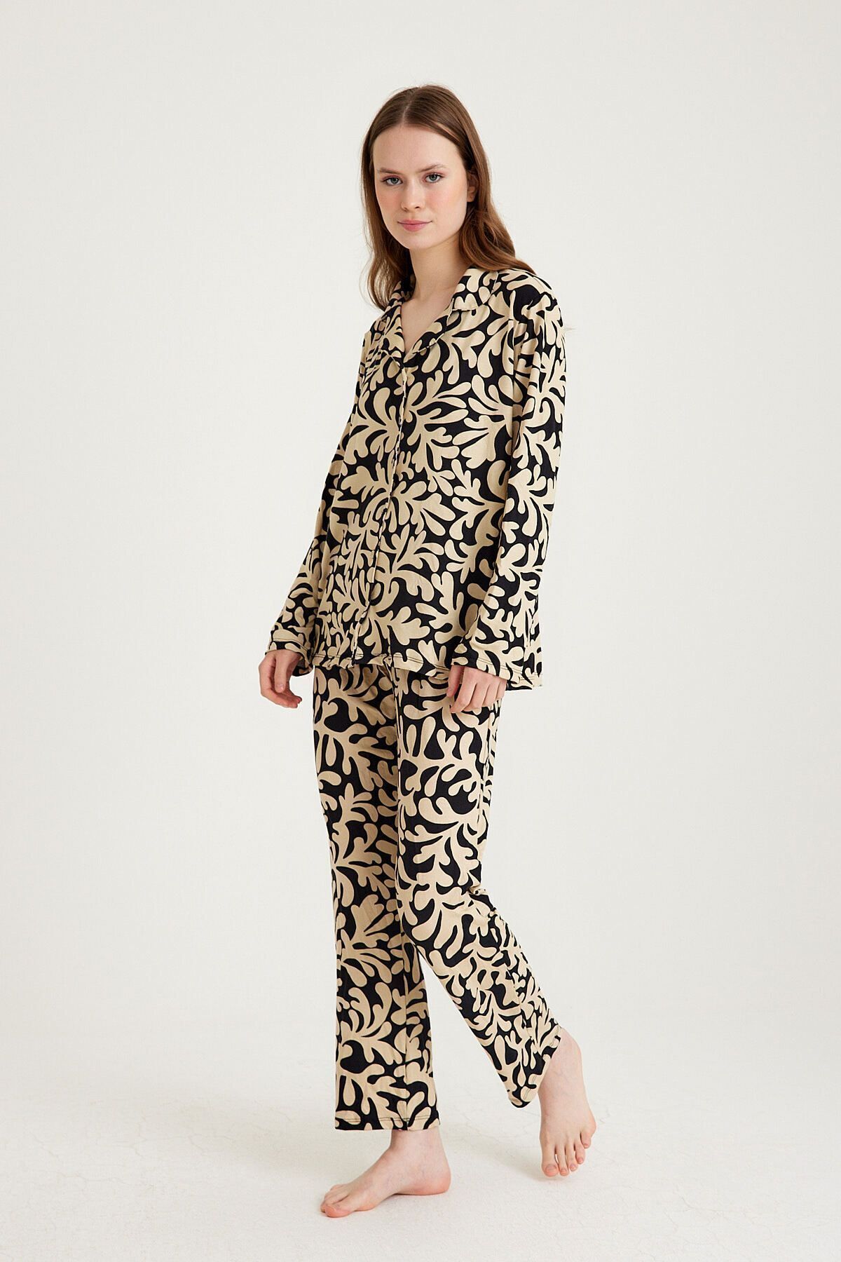 Dennis Denise-Patterned Soft Long Sleeve Pajama Set - Buttoned Masculine 7