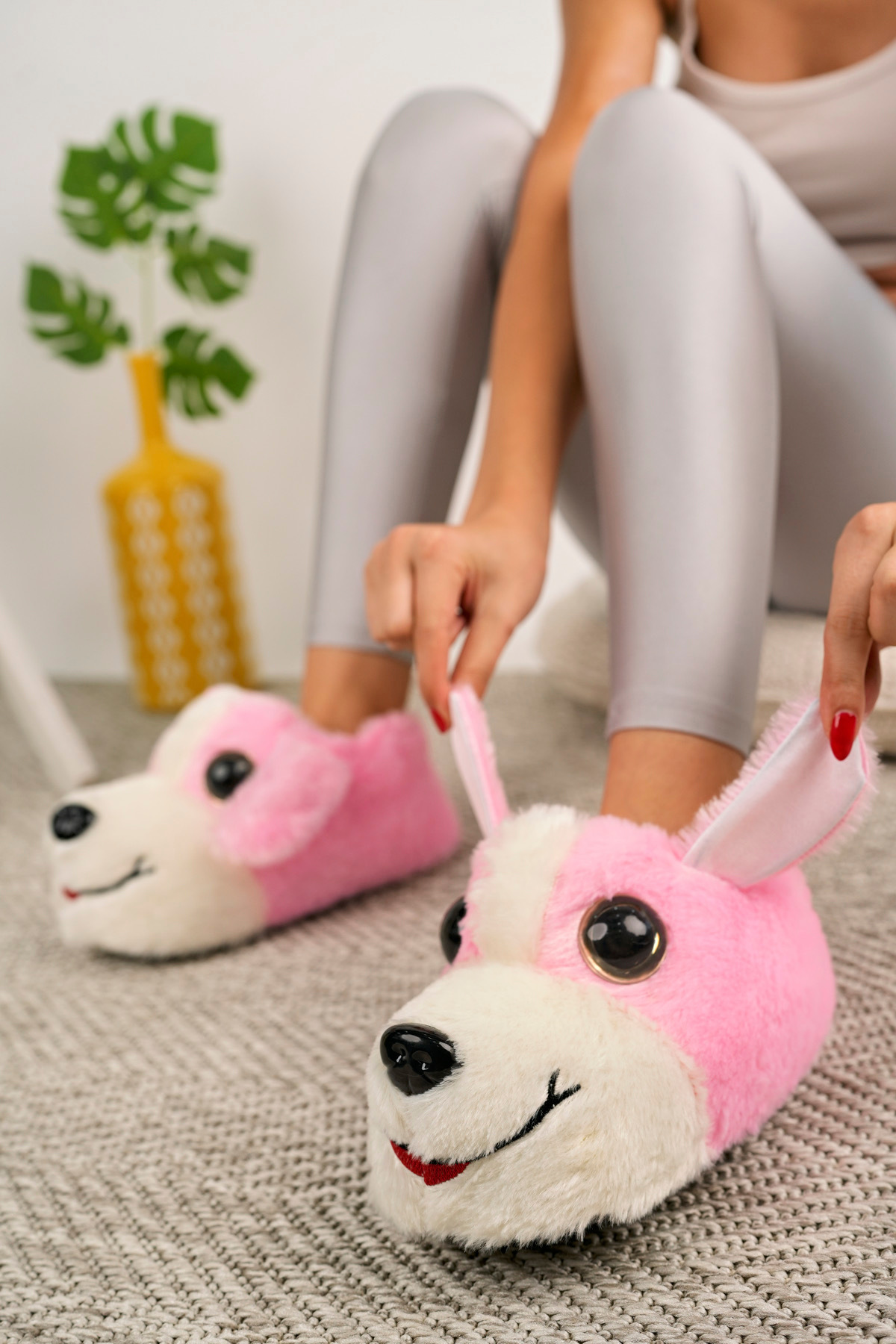 StWenn Unisex Hayvanlı Panduf Ev Ayakkabısı Ses Yapmaz Taban