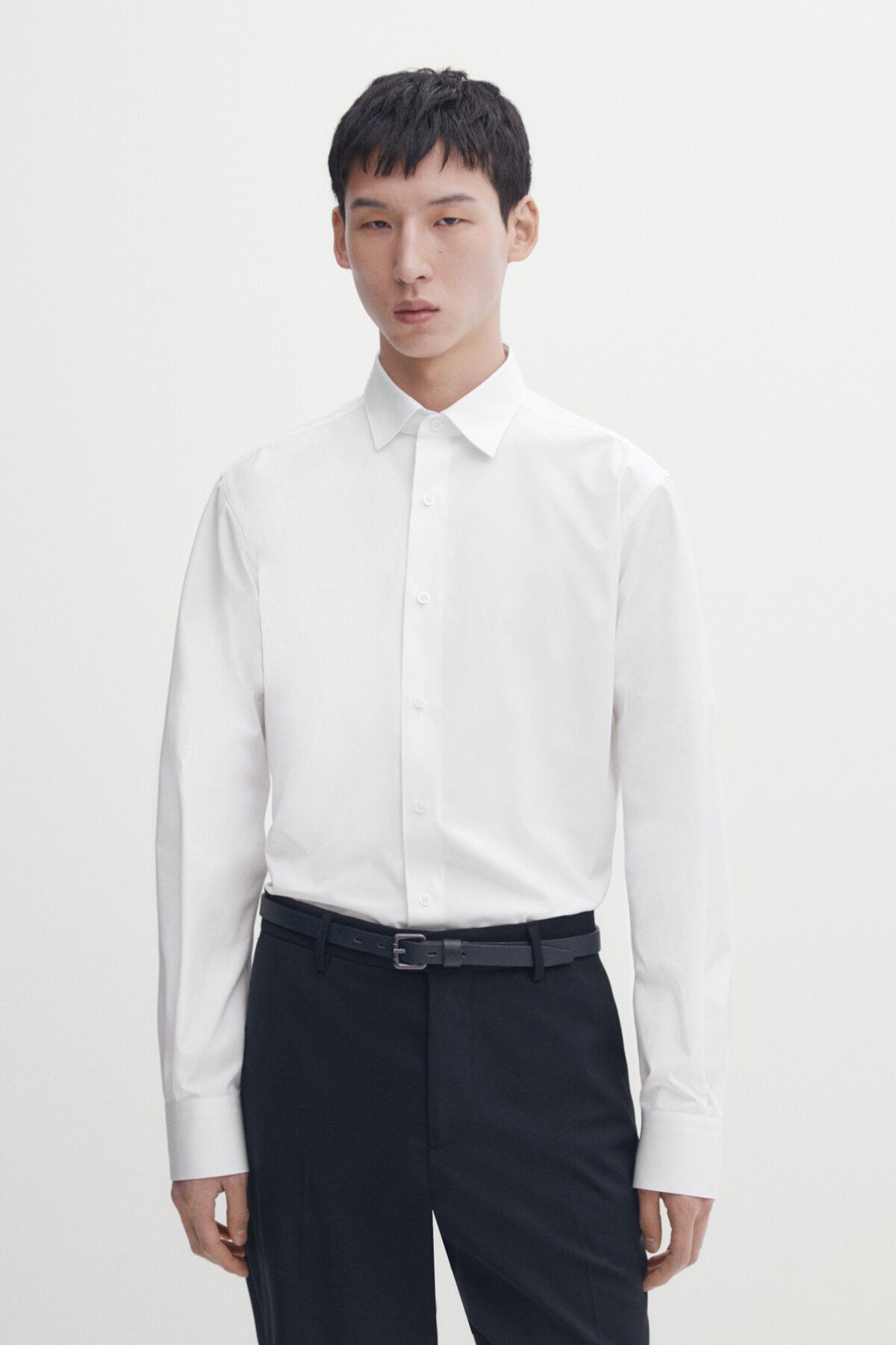 پیراهن پوپلین نخی باریک Massimo Dutti