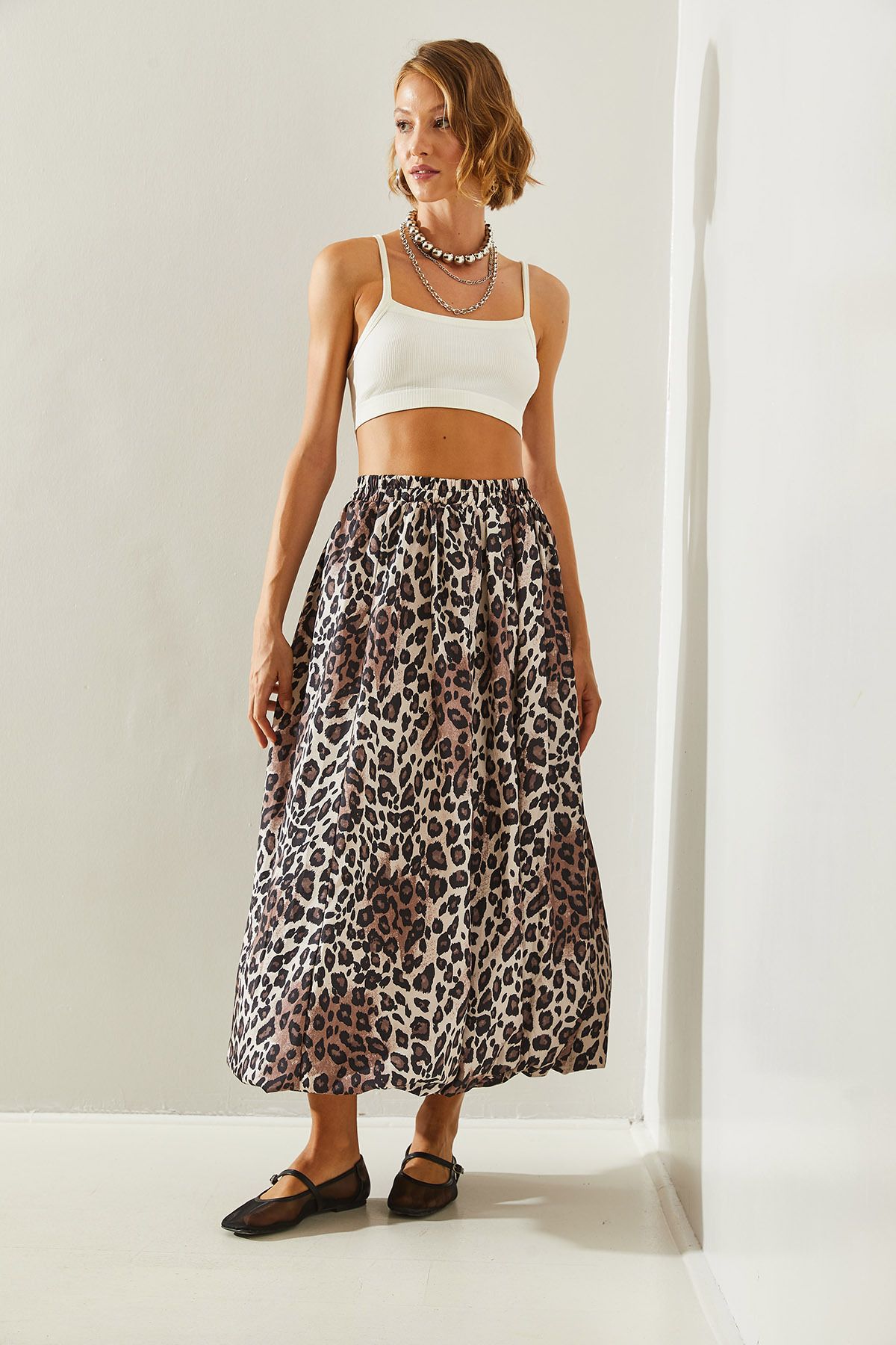 Bianco Lucci-Ballonrock aus Satin-Taft mit Leopardenmuster für Damen - DE 241023 60251461 4