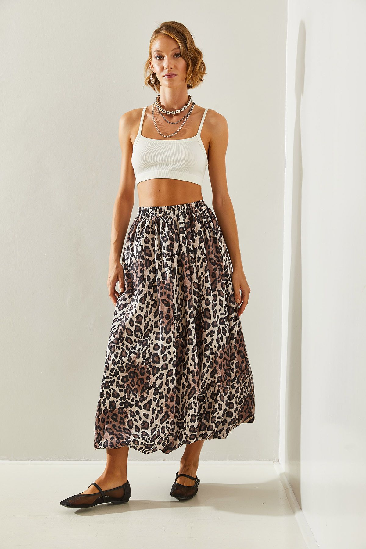 Bianco Lucci-Ballonrock aus Satin-Taft mit Leopardenmuster für Damen - DE 241023 60251461 2