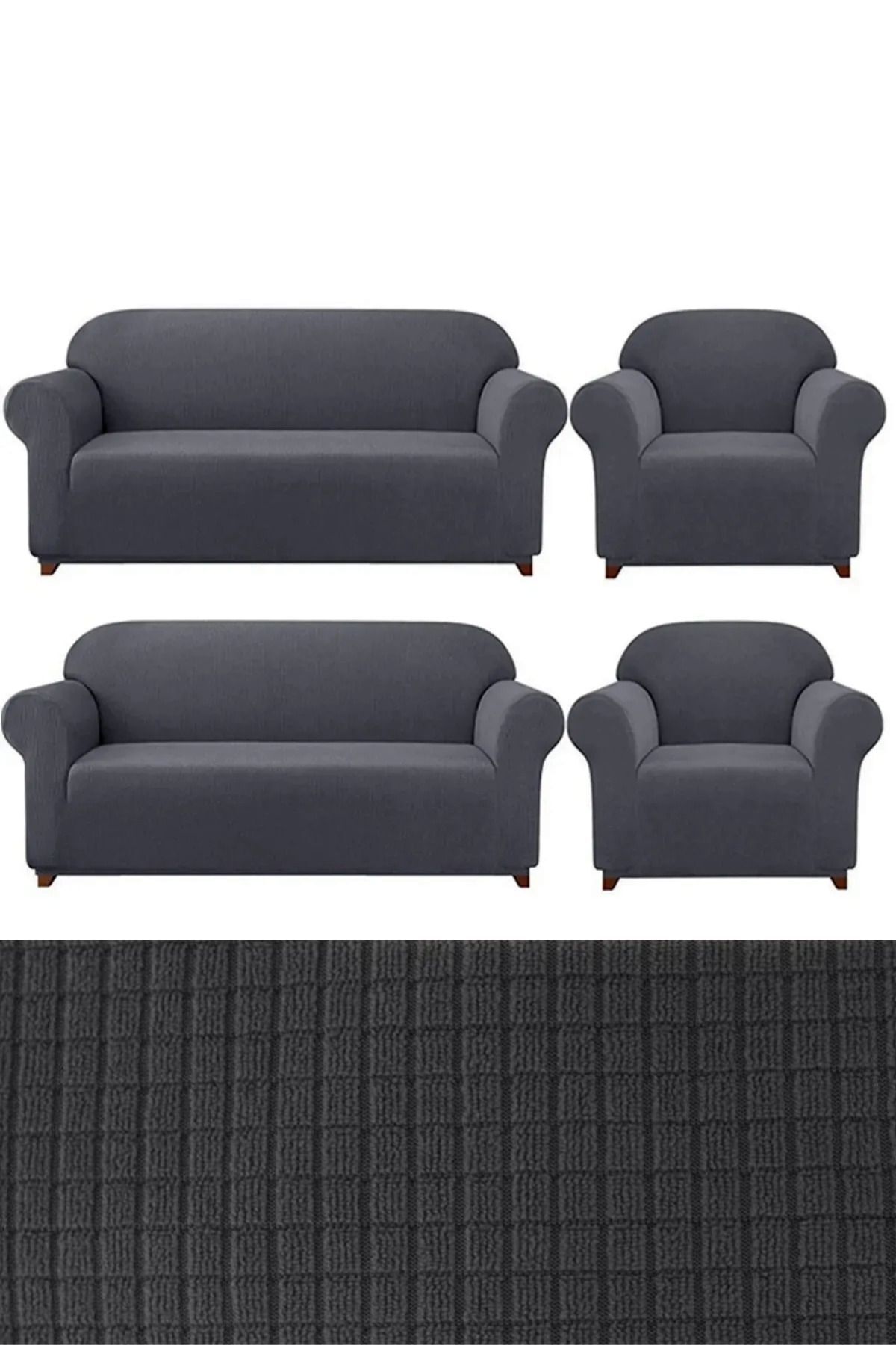 روکش مبل خاکستری Lycra 3+3+1+1 Cover Set Cover. پوشش صندلی در انعطاف پذیر E BAHAR
