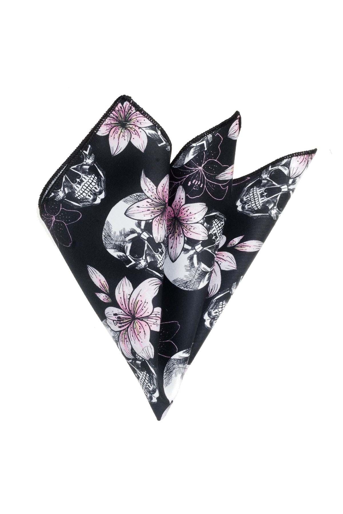 Exve Exclusive Batista Cu Guler Din Bumbac Imprimat Cu Craniu Floral Negru Roz Masculin - One Size