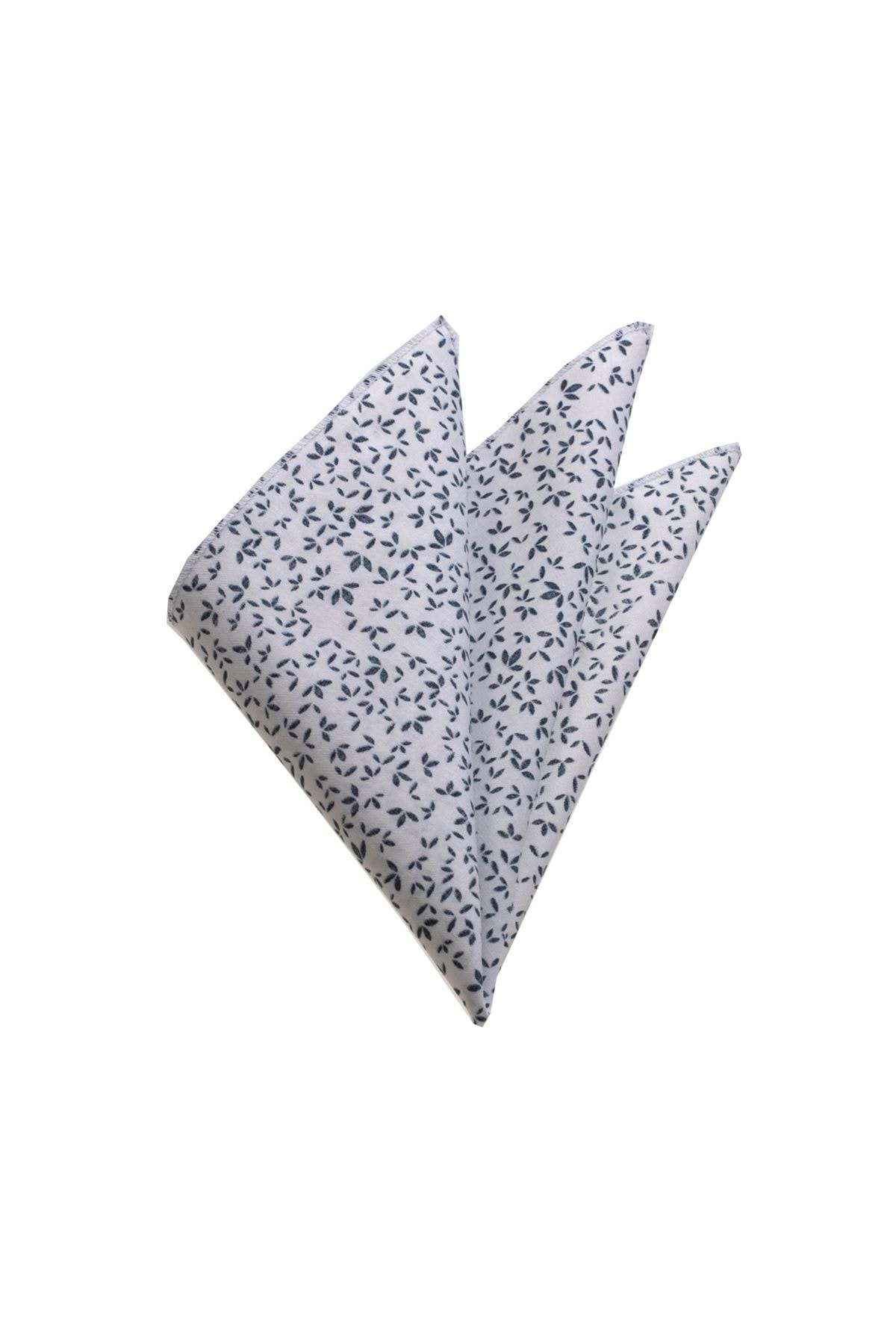Exve Exclusive Beyaz Çiçekli Yaka Mendili