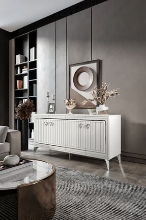 Mapa Klas Konsol Mdf Mebran Kapak Beyaz Gümüş