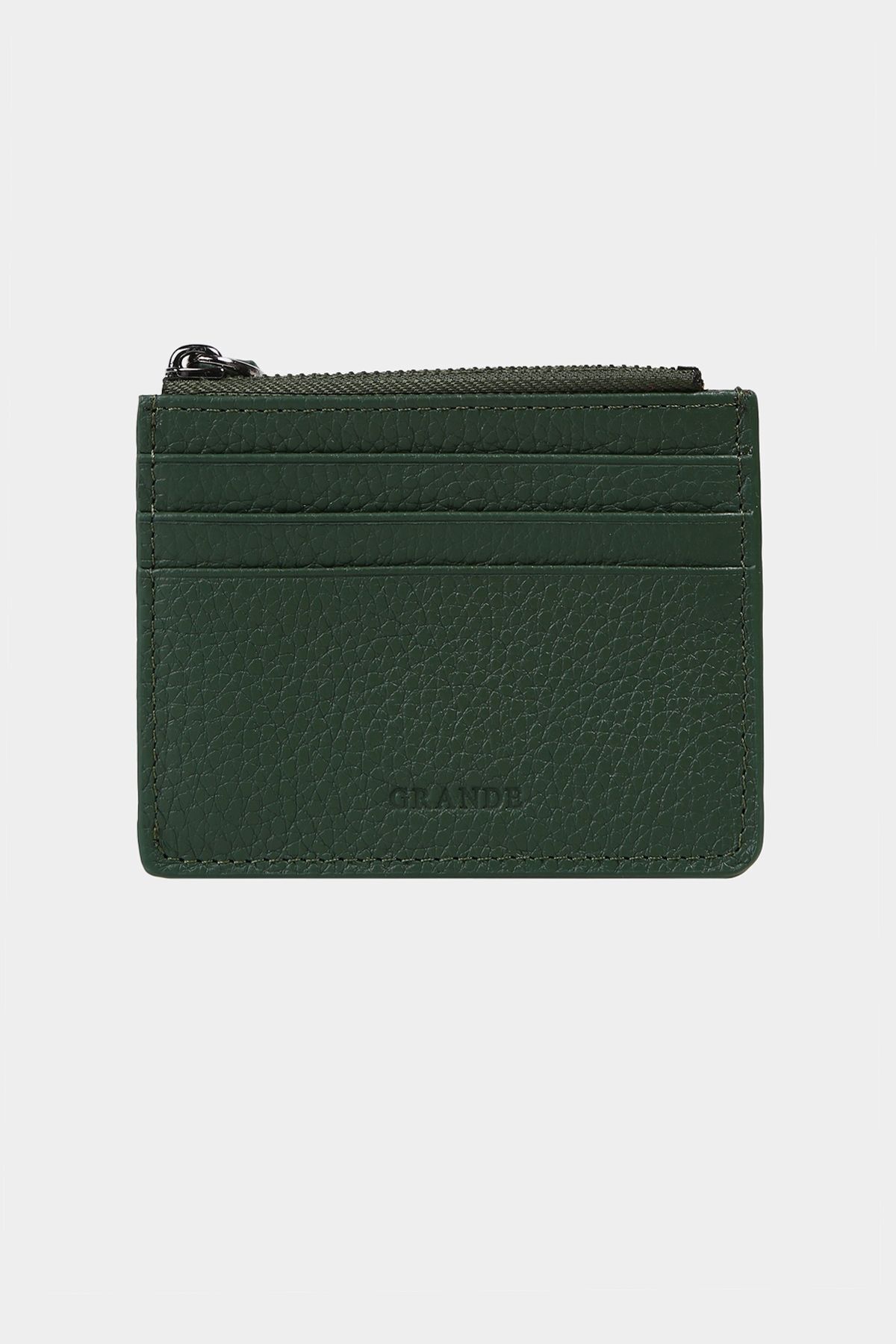 3603 Genuine Leather Coin Reservoir Zippered Women Men Wallet Card Holder Green
