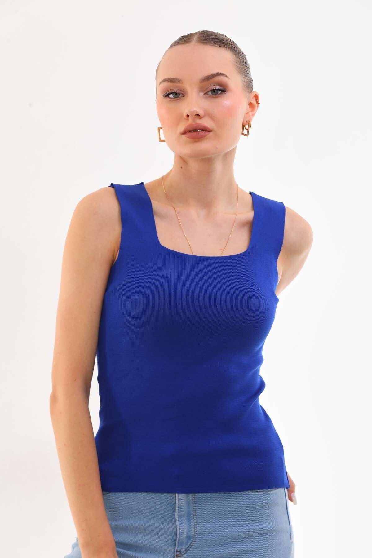 ZEREN MODA-Tank Top Thick Strap Tank Top Thin Summer Square Neck Knitwear 1