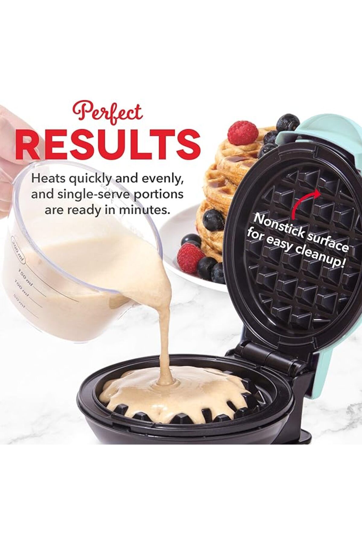 Dash-Mini Waffle Maker, Paninis, Hash Browns, & Other On the Go Snacks, Non-Stick Sides, 4Inch, Aqua 3