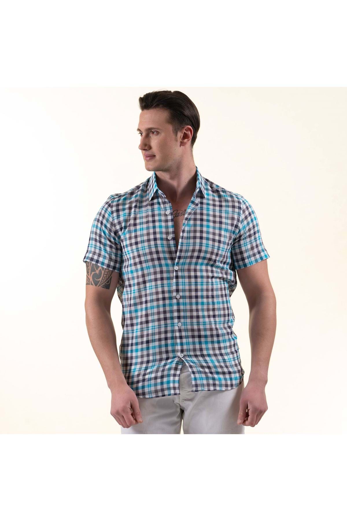 پیراهن مردانه آبی Exve Exclusive | SS1199 اورجینال - تصویر 2