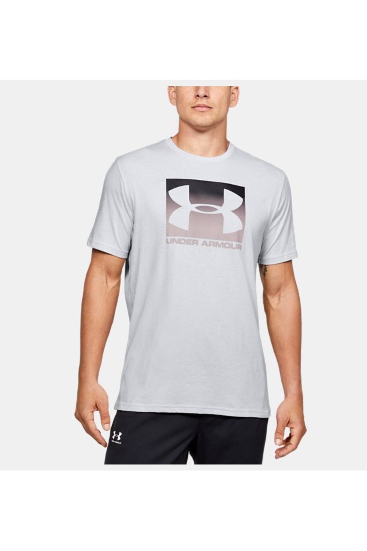 تی شرت ورزشی خاکستری مردانه آستین کوتاه ورزشیTYLE BOXED UA 1329581 014 Under Armour