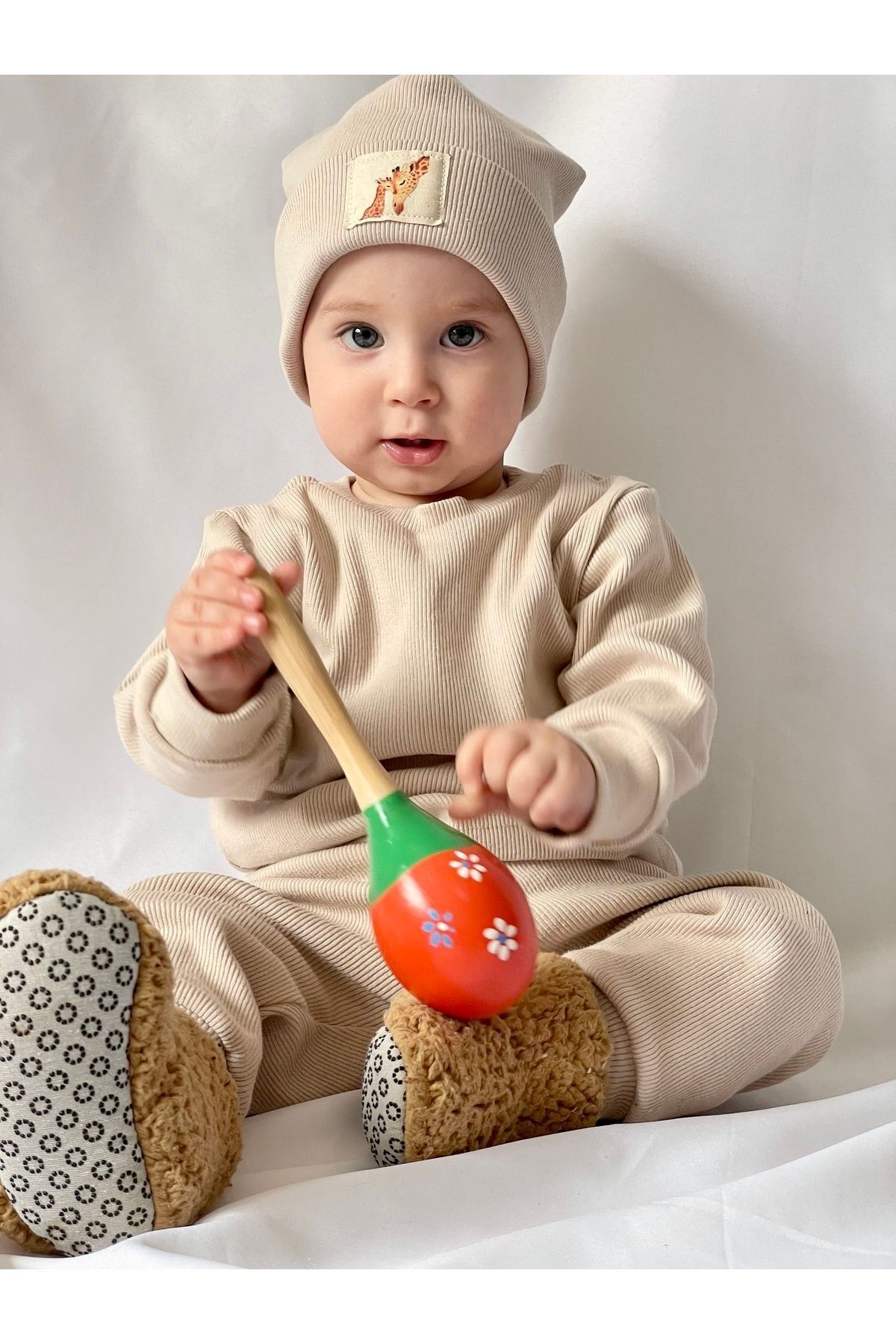 Pamuk Bereli 3lü Takım Bebek Ve Çocuk Bej