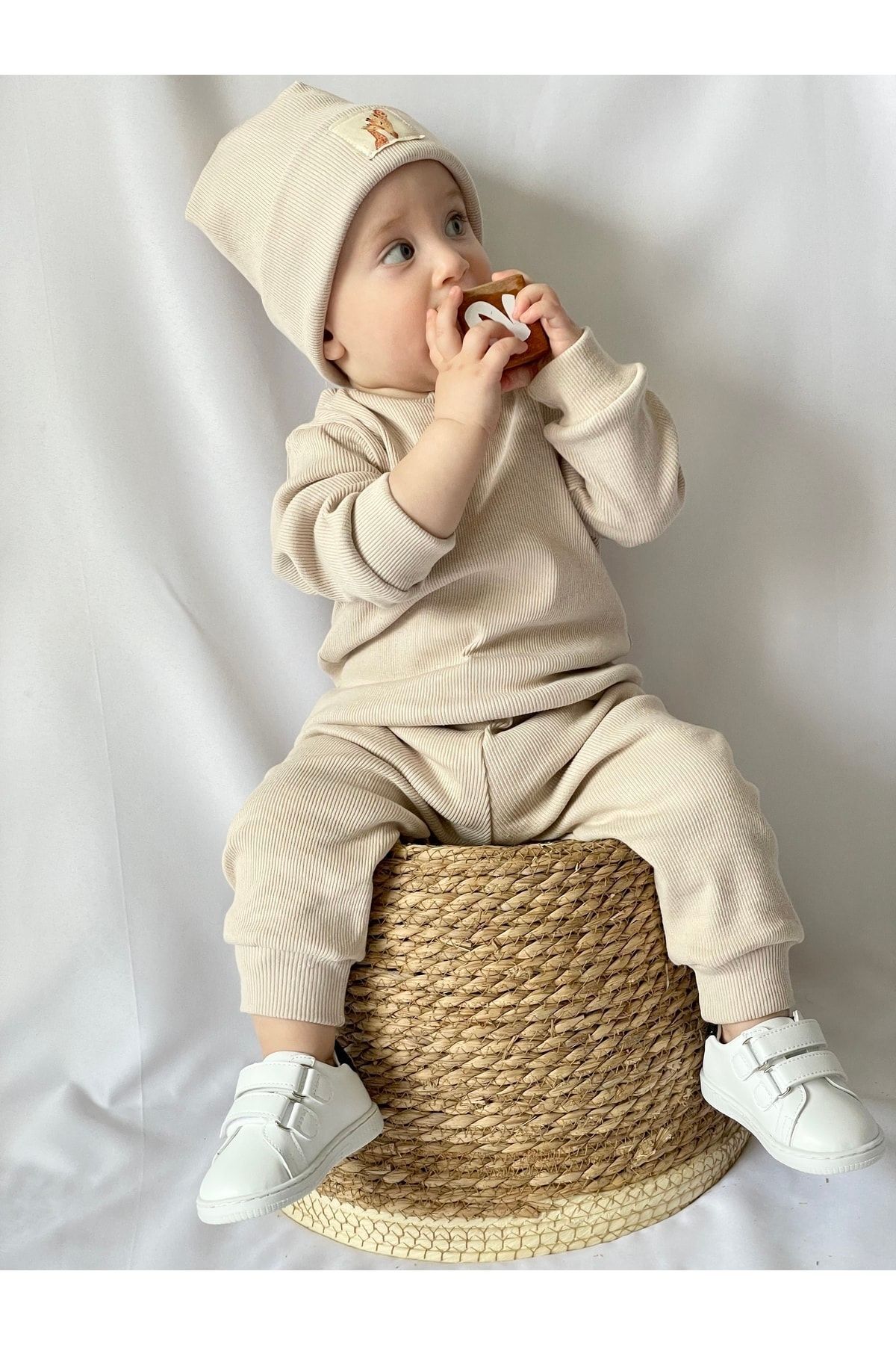 Pamuk Bereli 3lü Takım Bebek Ve Çocuk Bej