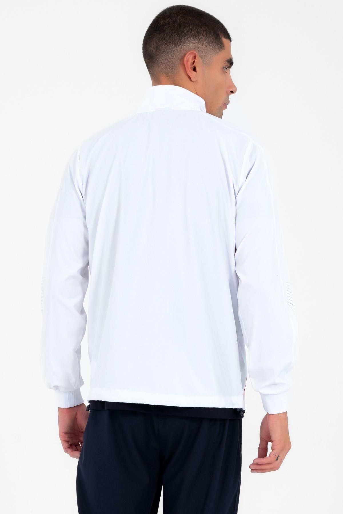 ست گرمکن ورزشی مردانه یقه عمودی سفید LYCRA BREATHABLE 4 جیب تابستان SLIMFIT TRACKSUIT تیم 69 Escetic