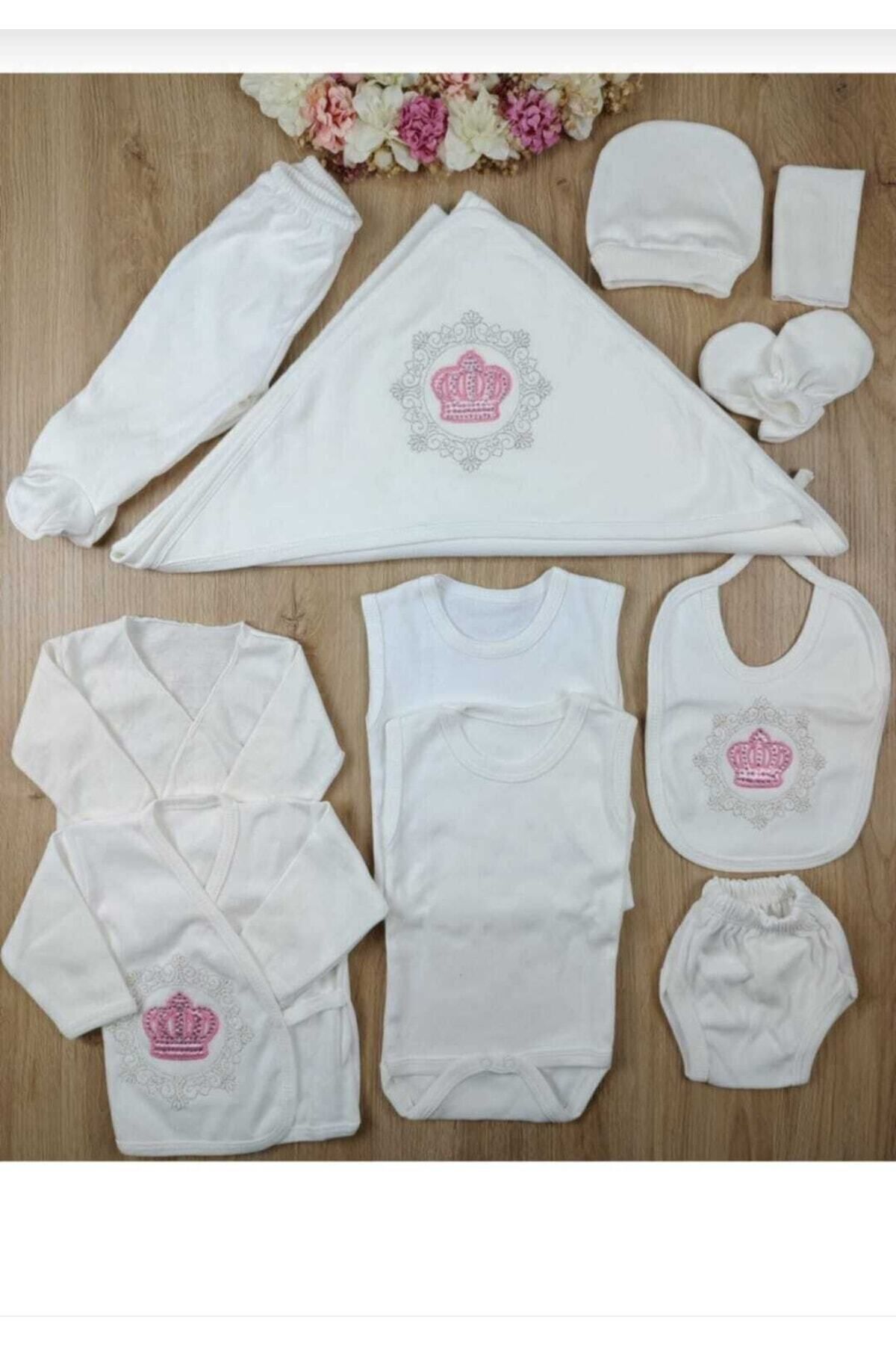 Bebe Nakışlı Taşlı 11parca Yeni Doğan Hastane Cıkışı Zıbın Set