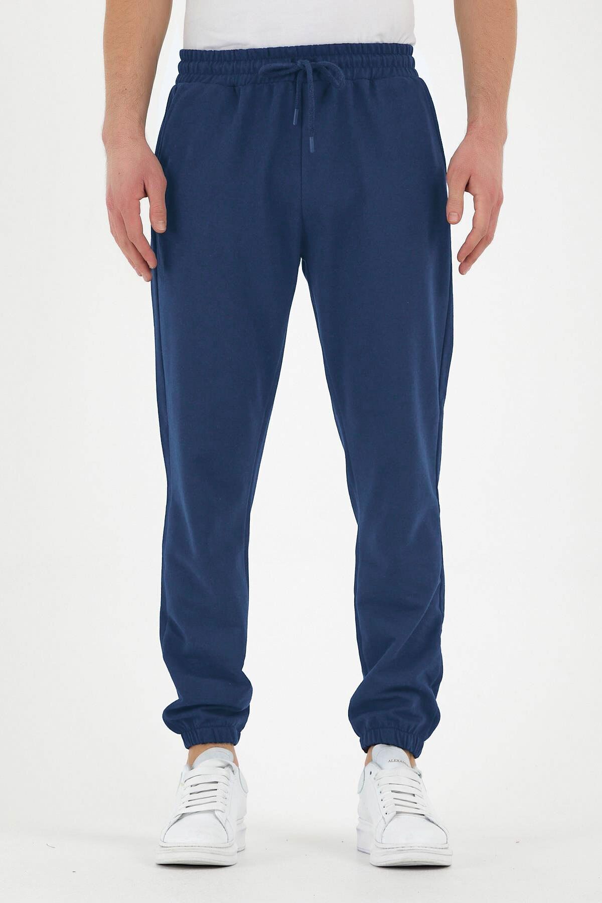 pantalon de survêtement homme pyjama simple fond bleu marine