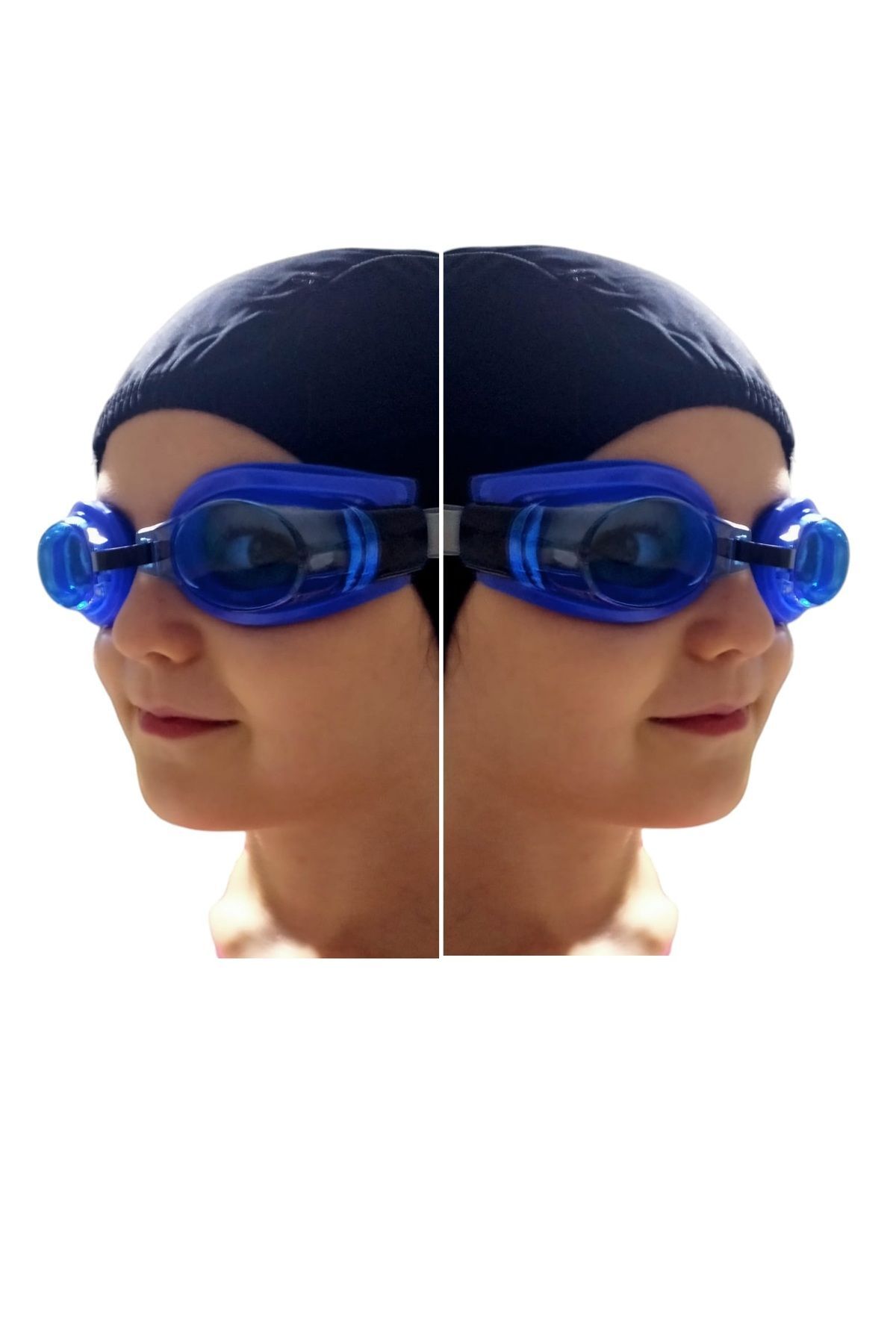 BCFSWİMSPORTS Çocuk Hazuz Gözlüğü Deniz Gözlüğü Yüzme Gözlüğü Yüzücü Gözlüğü ve bone seti