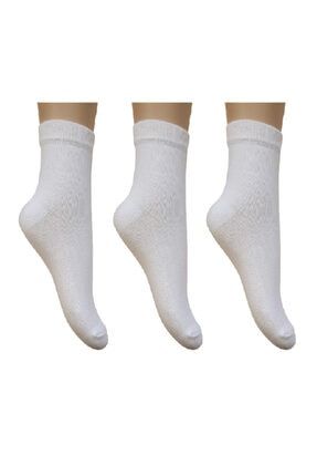 Erkek Çocuk Klasik Düz Beyaz Renk Okul Çorap 3'lü Set M0C0101-0167-3