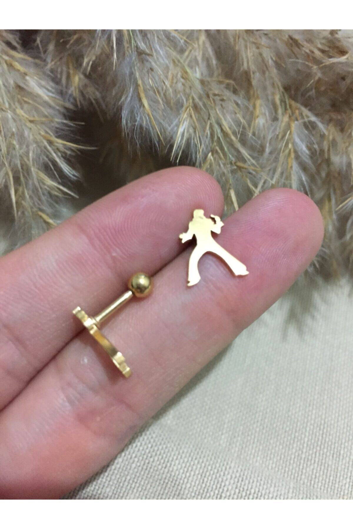 316l Surgical Steel Gold Elvis Presley Figured Tragus, Cartilage, Helix 6mm Piercing